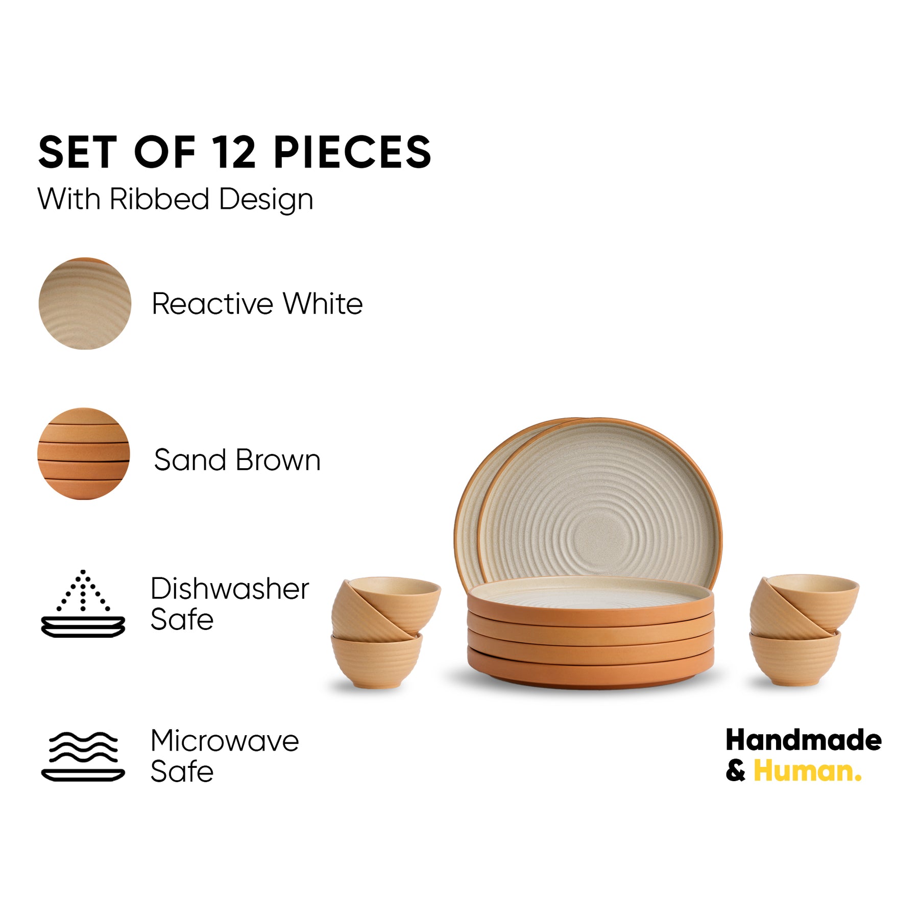 Ceramic Modern Dinner Set 12 Pcs | Klay White | Matte Finish