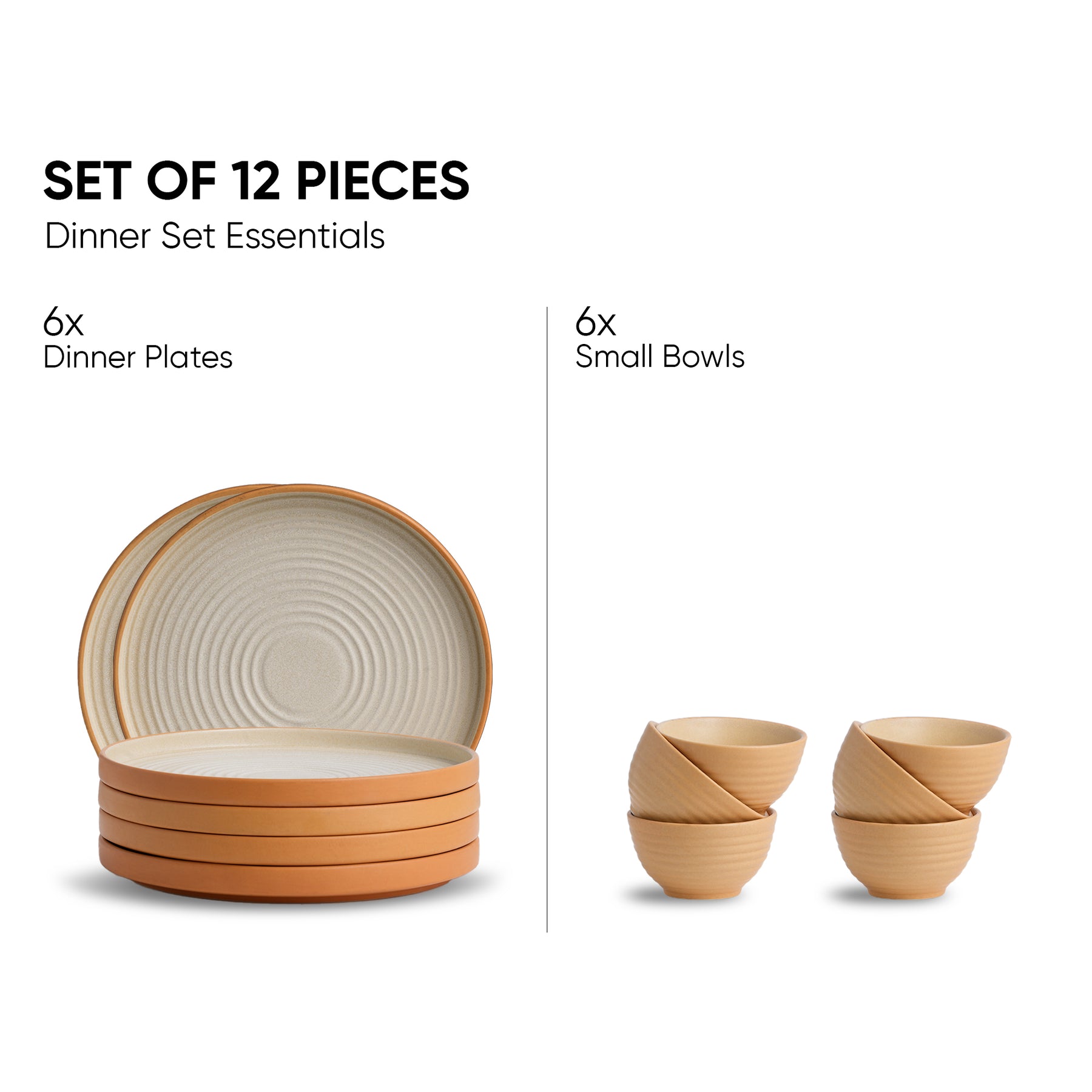 Ceramic Modern Dinner Set 12 Pcs | Klay White | Matte Finish