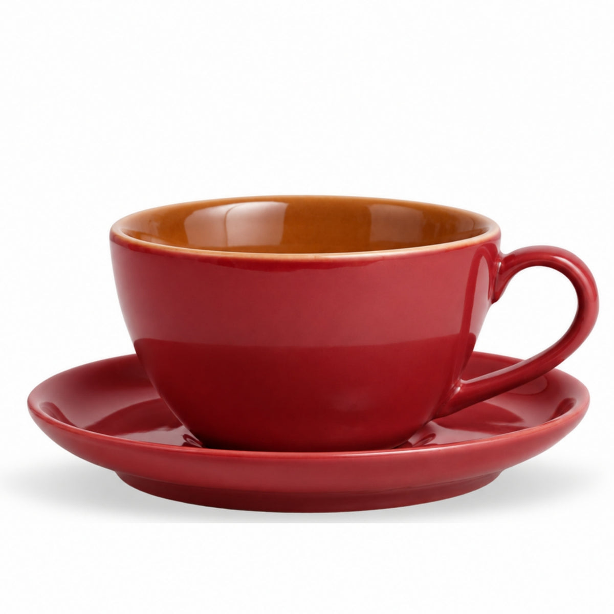 Burgundy Ceramic Cappuccino Cup & Saucer – 250 ML