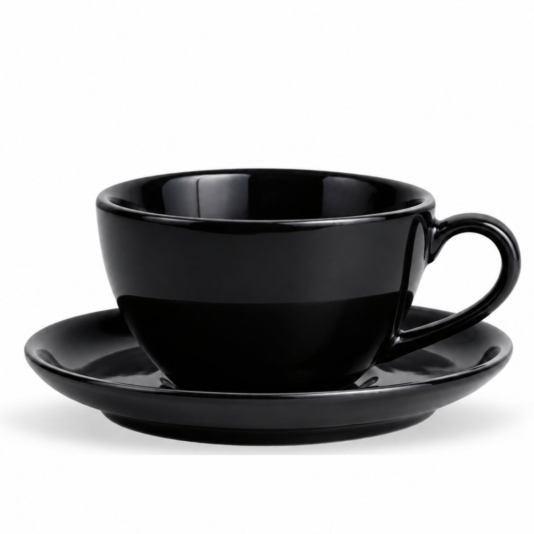Black Ceramic Cappuccino Cup & Saucer – 250 ML