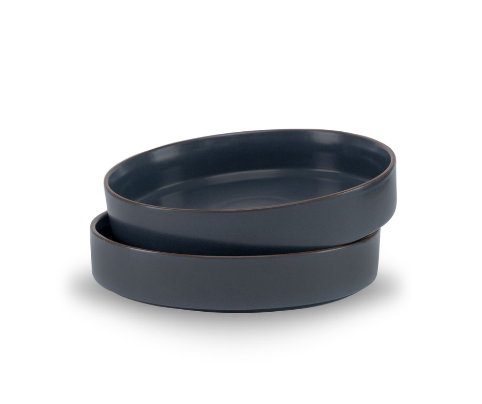 Stackable Ceramic Pasta Bowl Set of 2 – Japandi Collection Gray