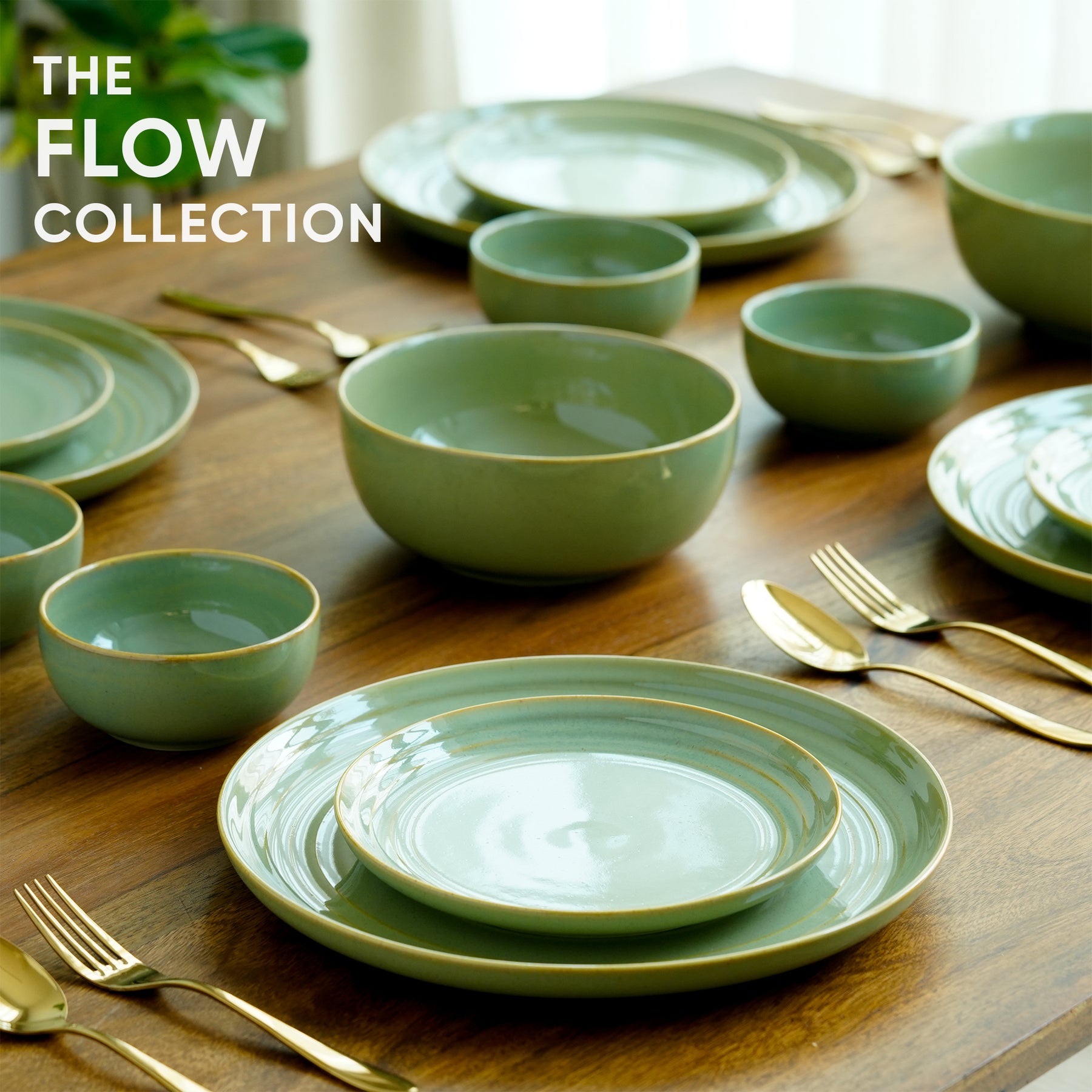 Ceramic Pista Dinner Plates Set, 21 Pieces | Self Reactive Collection