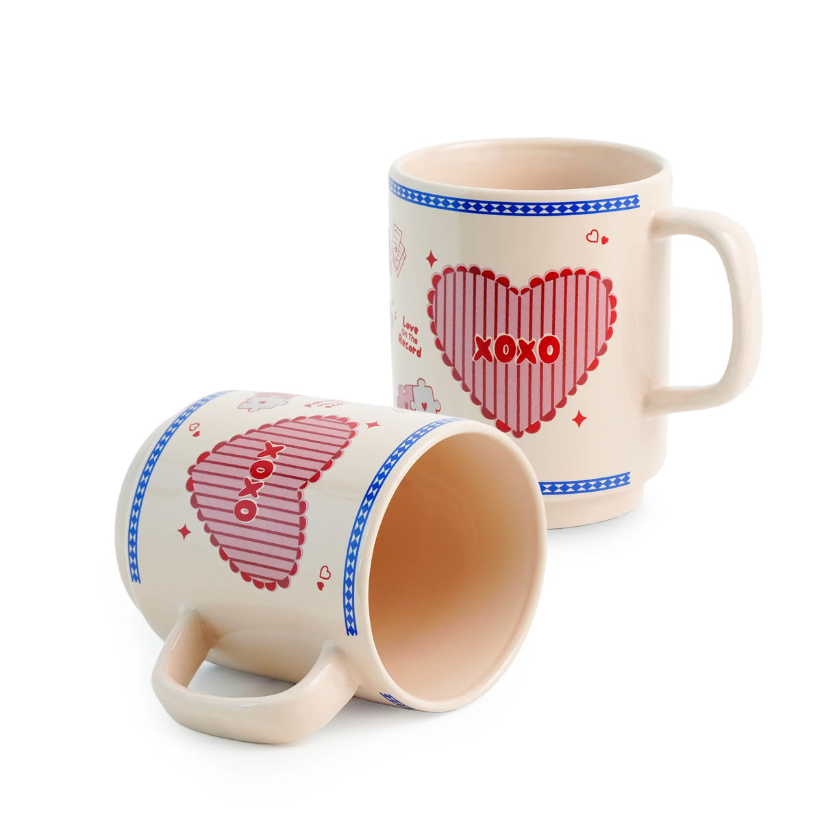 Premium Coffee Mug Set of 2 | XOXO Love Mugs | 370ml | Glossy Finish | Rise Collection