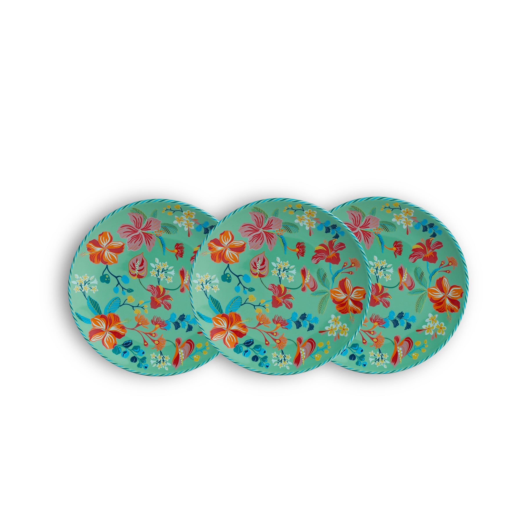Quarter Plates Set of 6 – Big Bold Floral Mint