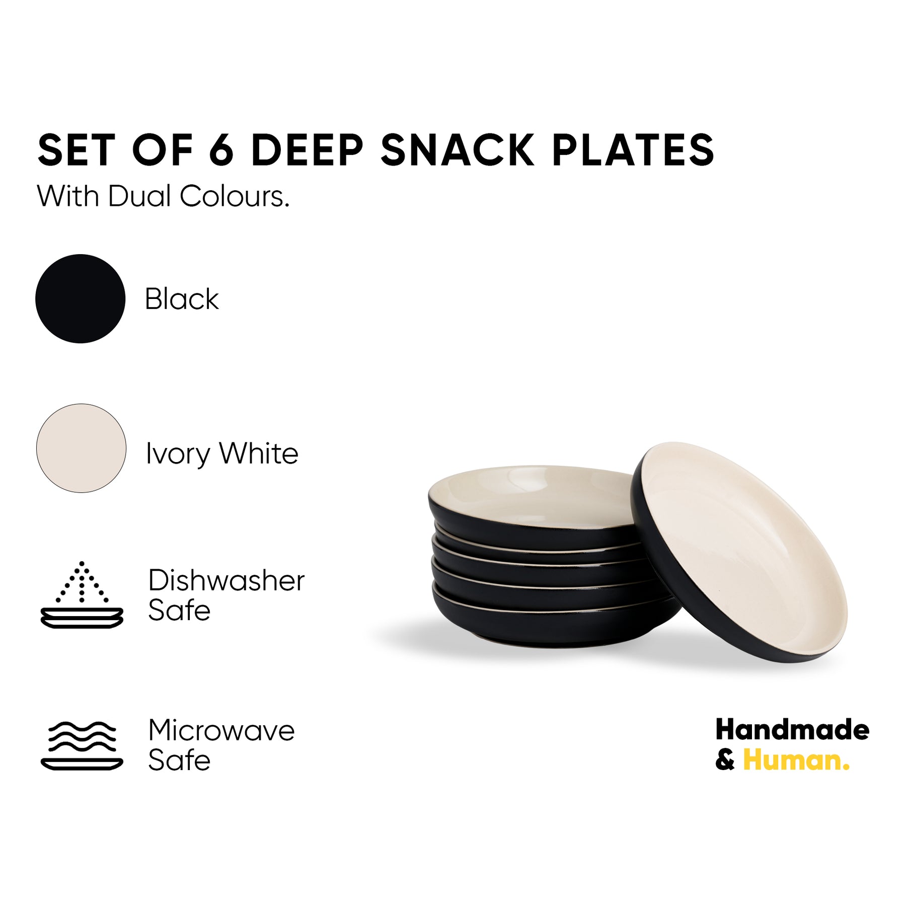 Snack Plates Set of 6 – Black