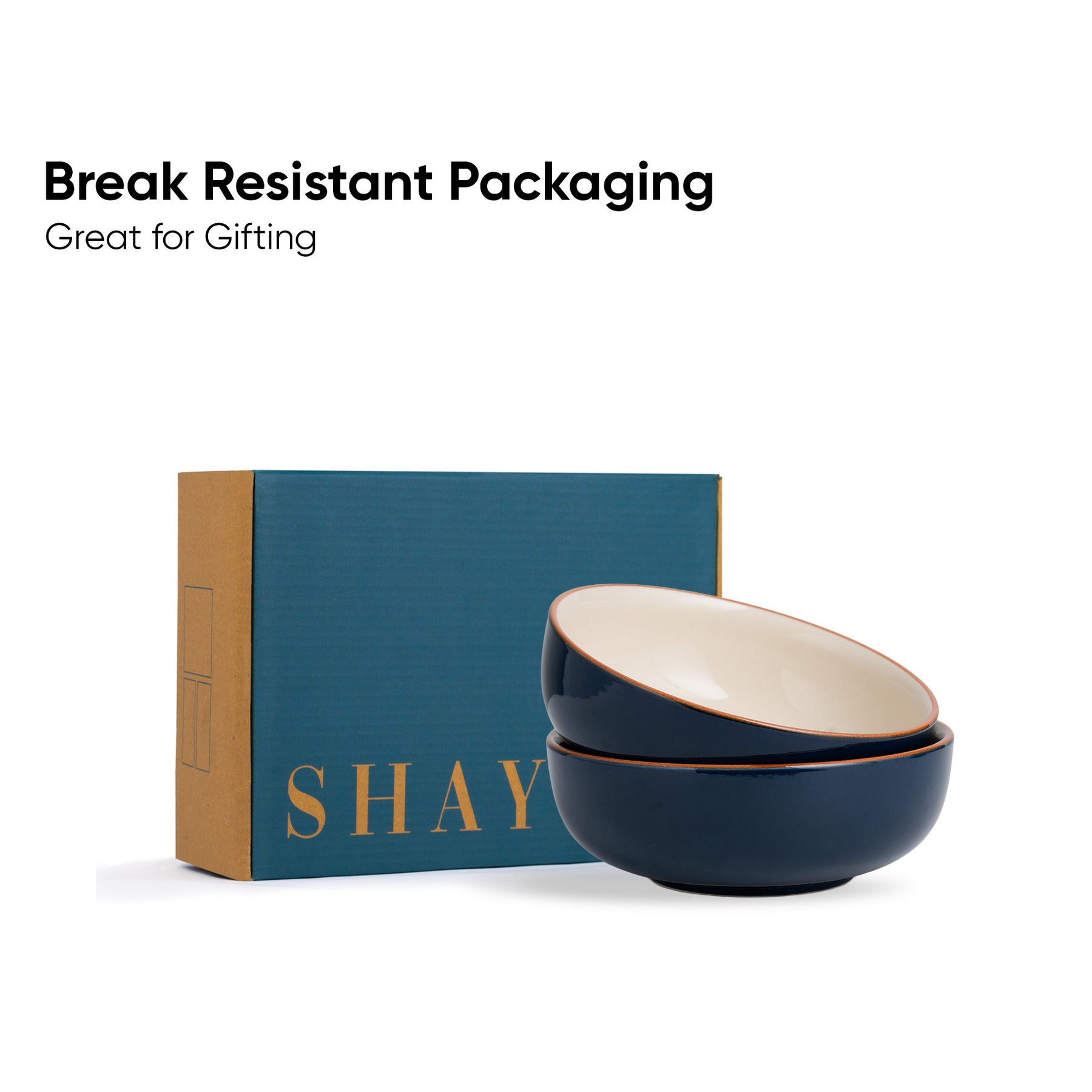 Midnight Blue Ceramic Pasta Bowl Set 2 Pieces, 18cm