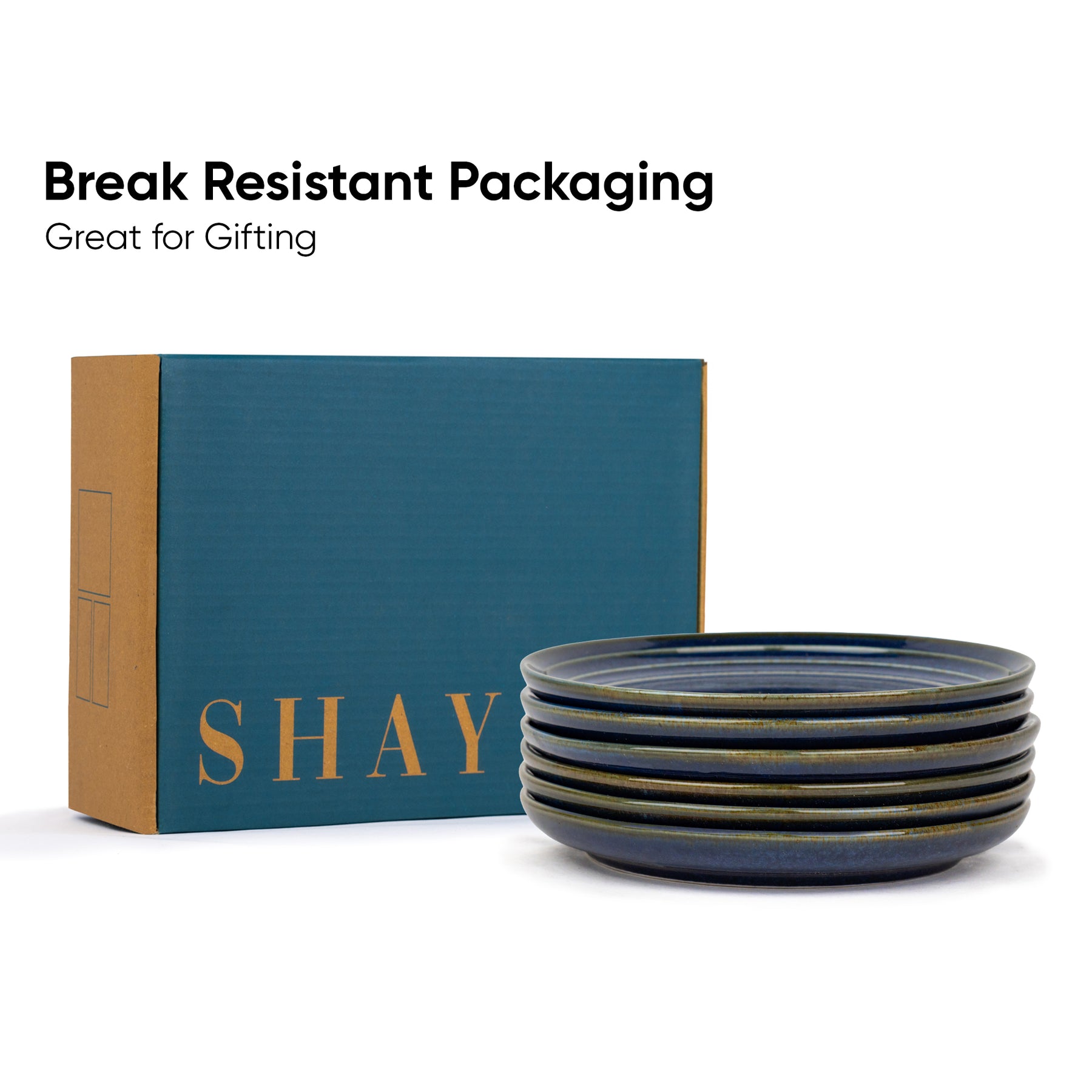 Ceramic Quarter Plates Set of 6 | Glossy Finish | Snack & Dessert Plates | Self Reactive Collection