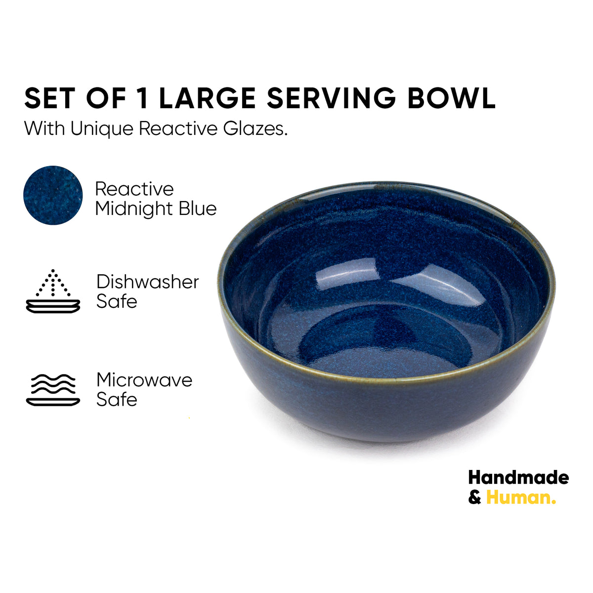 Large Ceramic Serving Bowl – Blue Green, 21cm | Reactive Glaze Finish