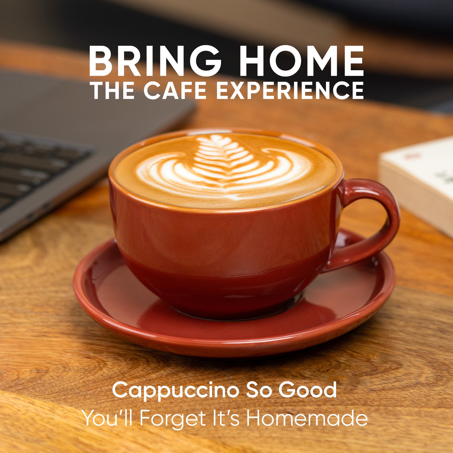 Large Burgundy Ceramic Coffee Cup & Saucer Set 320ml | XL Cuppa Collection