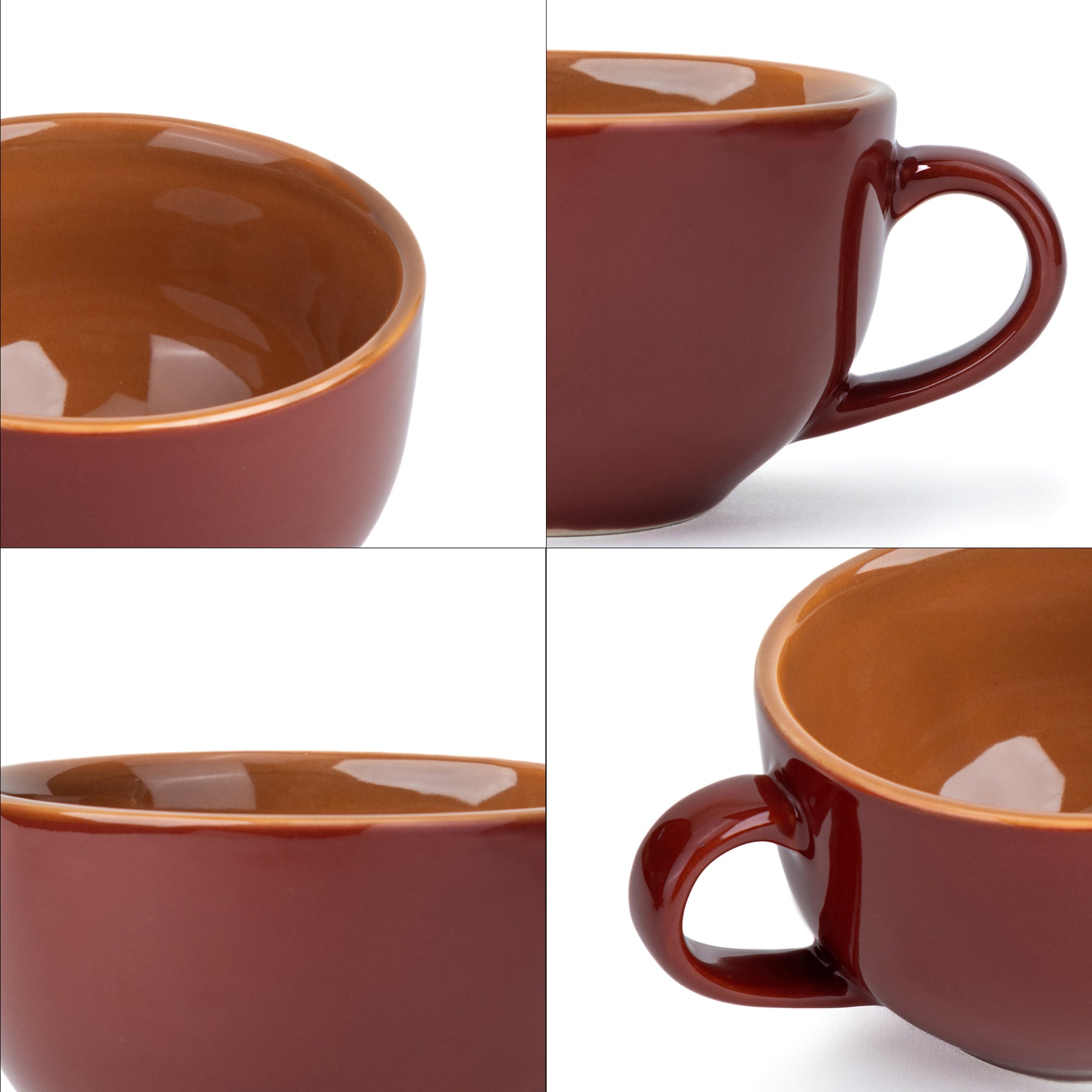Large Burgundy Ceramic Coffee Cup Set 320ml | XL Cuppa Collection
