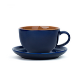 Shay Large Ceramic Coffee Cup & Saucer Set 320ml | XL Cuppa Collection | Glossy Finish | Modern Tableware Online India