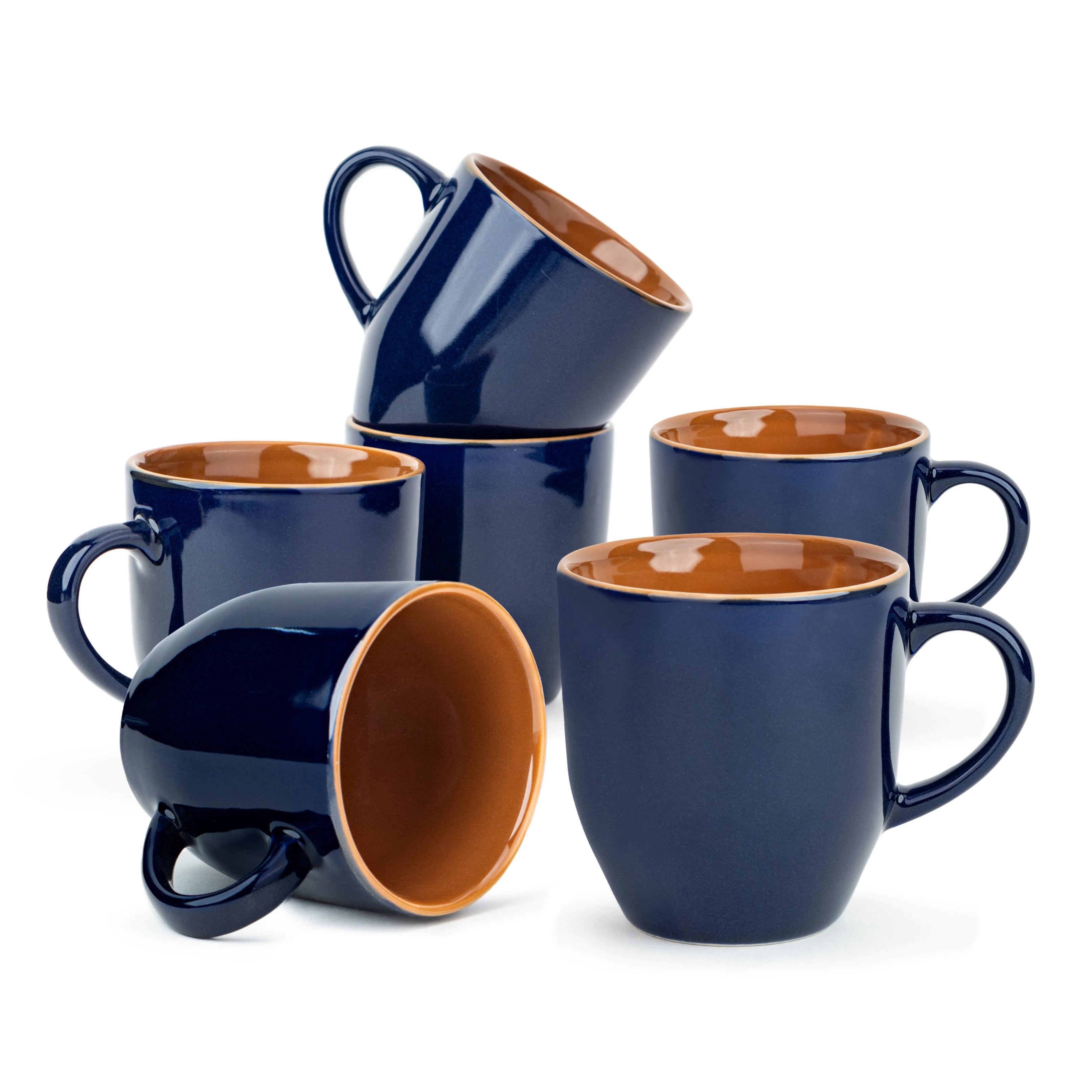 Ceramic Coffee Mugs | Set of 6 | Everyday Mugs | 300ml | Midnight Blue