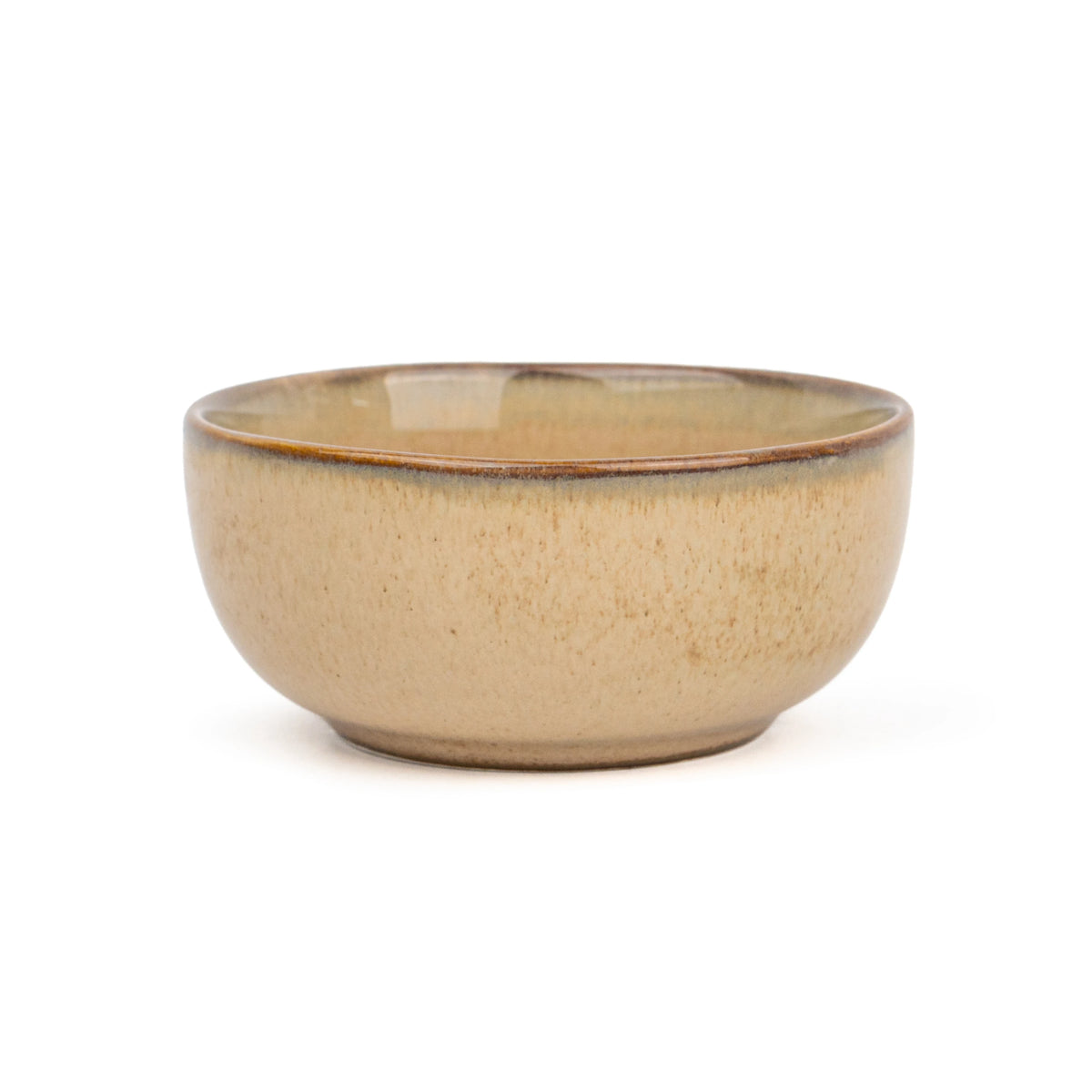 Beige ceramic bowl on a white background