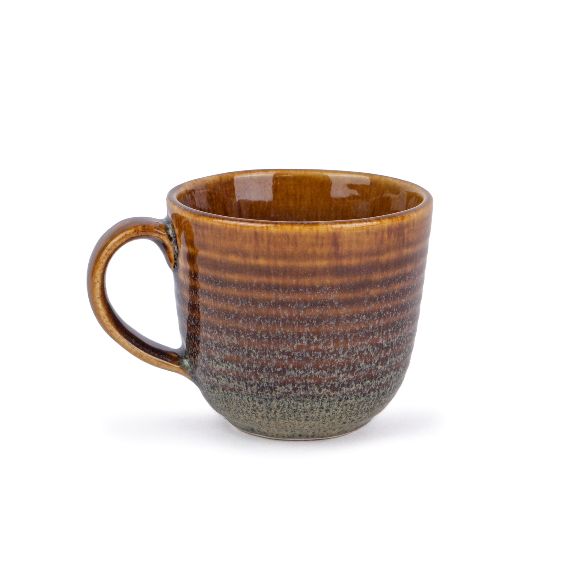 Large Ceramic Coffee Mug Set | Ribbed Collection | 400ml | Glossy Stoneware Brown Set of 1