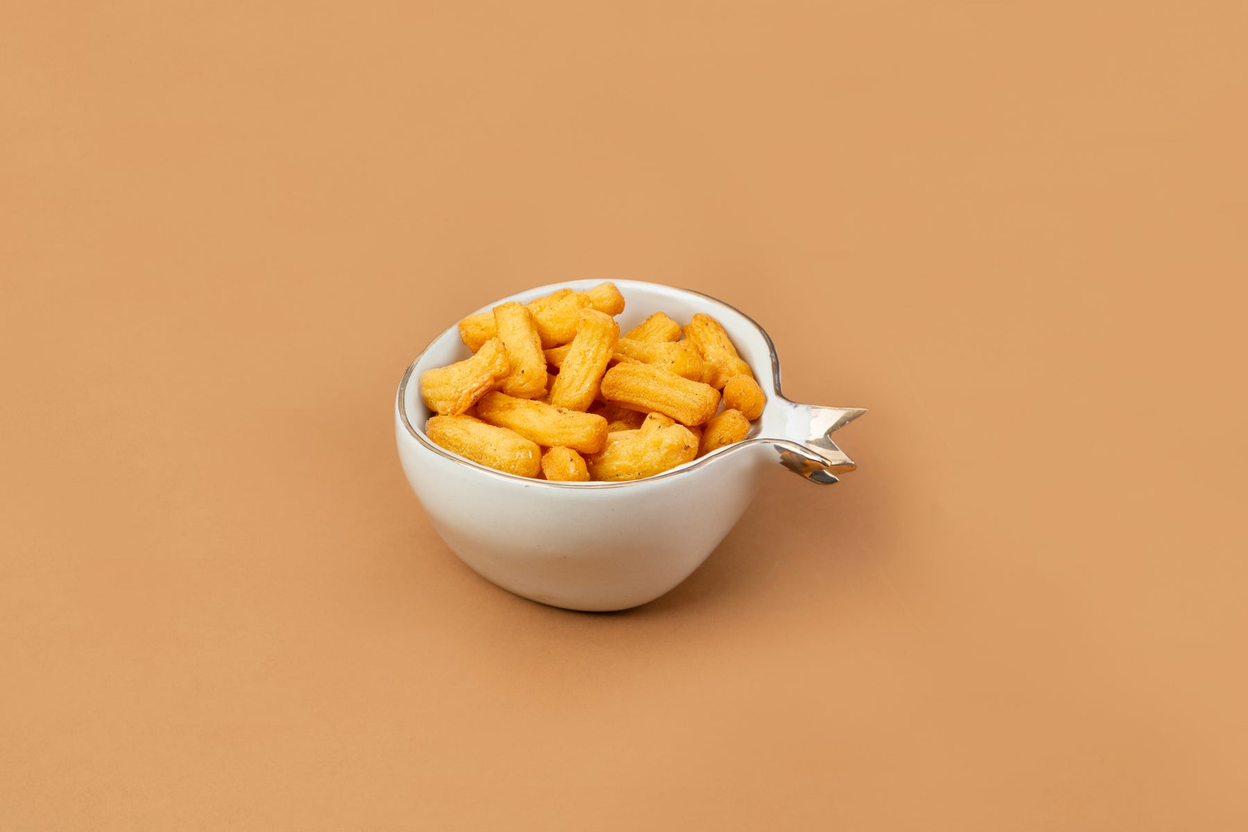 Ceramic Anar Bowl Set for Nuts, 330ml, 4 Pieces, Off-White with Gold Line | Decor Collection | Glossy Finish