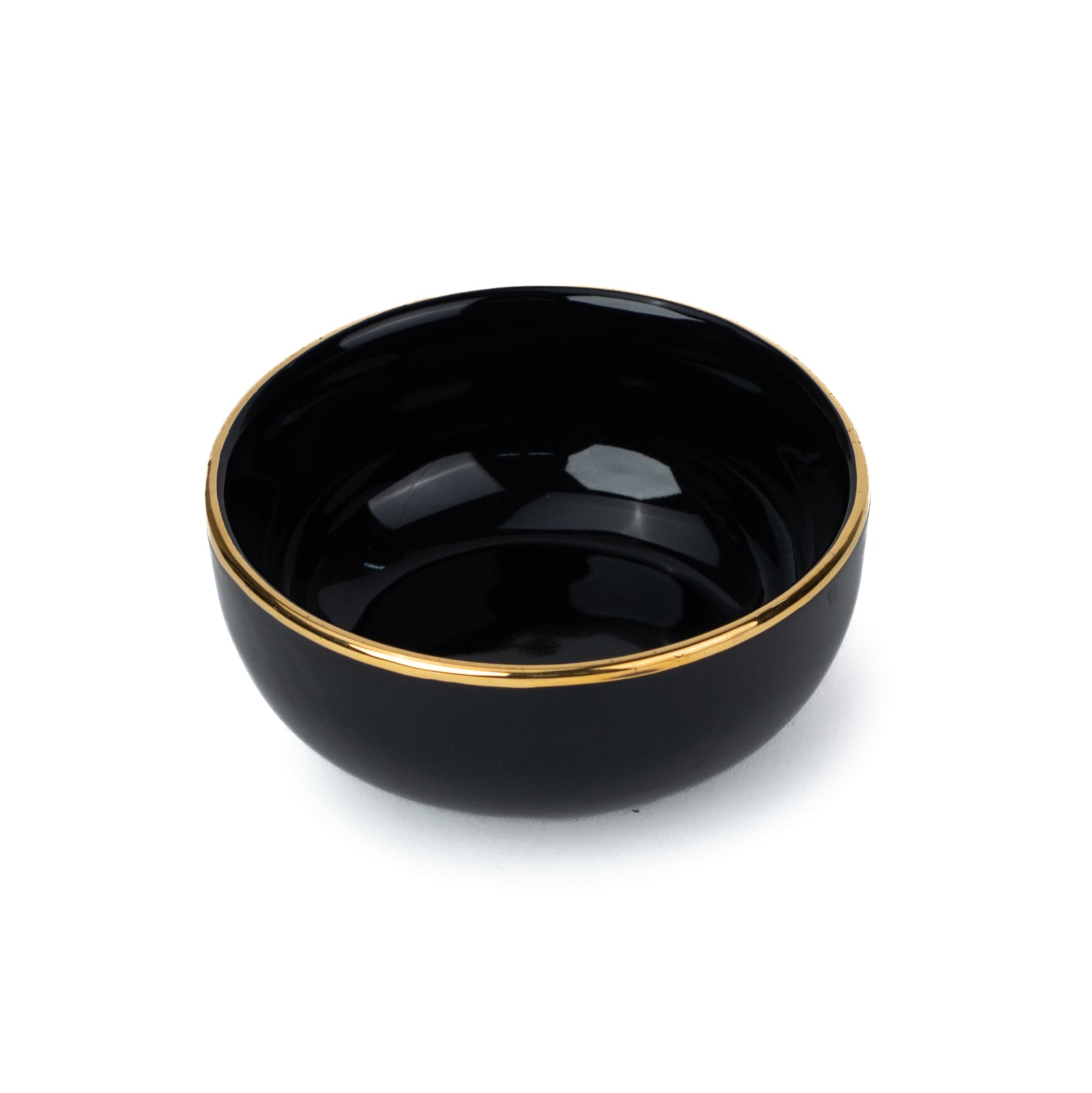Ceramic Veg Bowls Set of 6 for Dinner | 180ml | Glossy Finish | Premium Ceramic | Gold Rim | Gold Line Collection | Multipurpose Katori Set