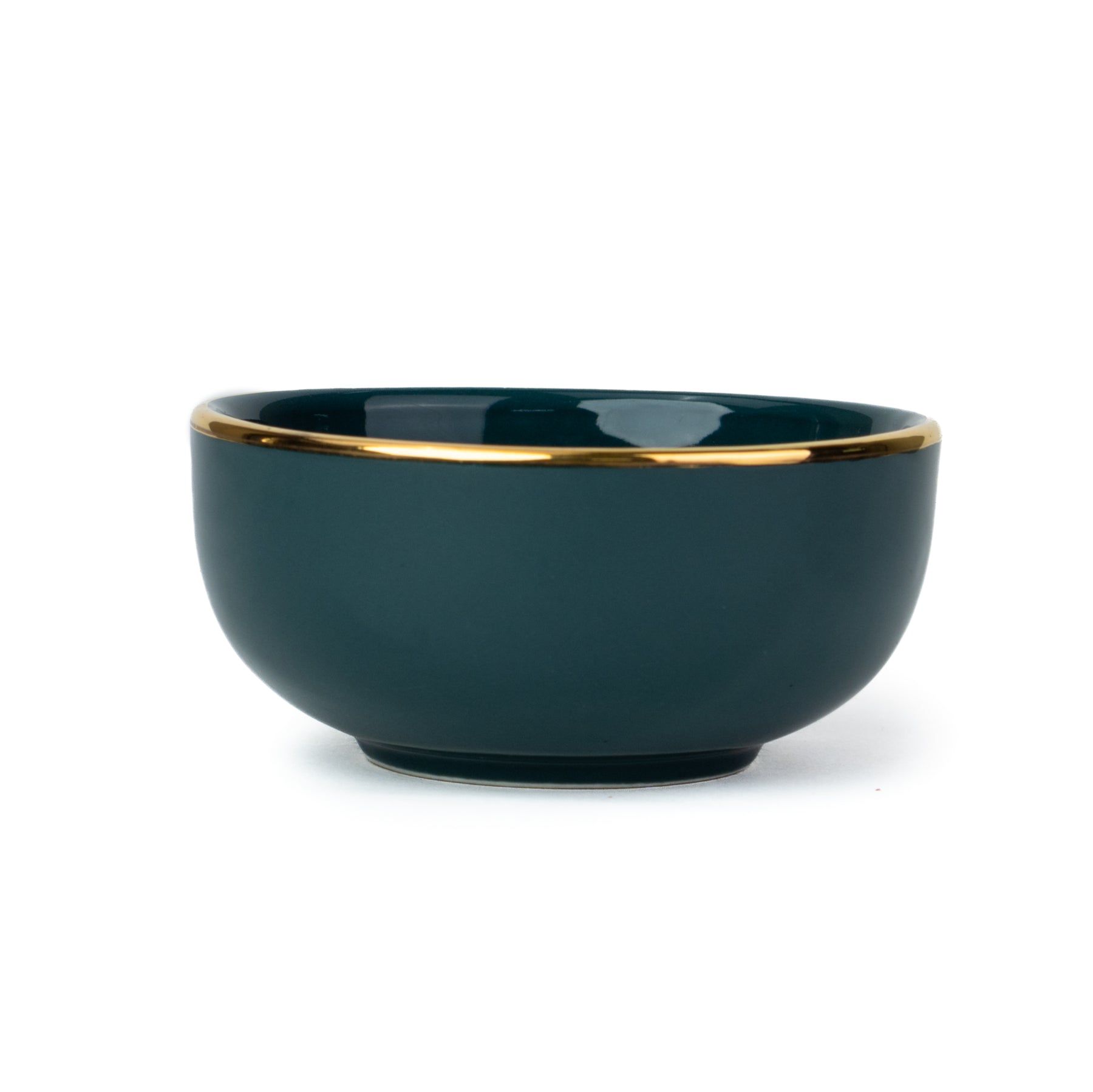 Ceramic Veg Bowls Set of 6 for Dinner | 180ml | Glossy Finish | Premium Ceramic | Gold Rim | Gold Line Collection | Multipurpose Katori Set
