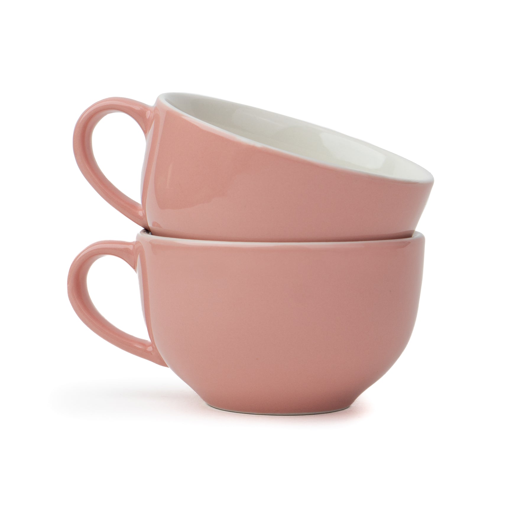 Shay Large Pink Ceramic Coffee Cup Set of 2, Light Pink, 320ml | XL Cuppa Collection | Modern Tableware Online India