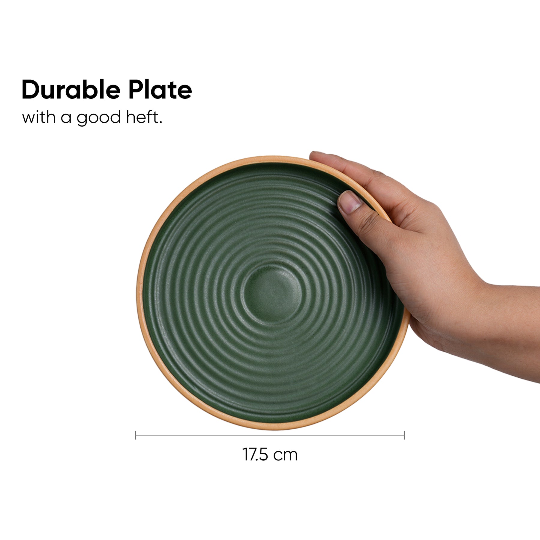Ceramic Quarter Plates Set – 6 Pieces | Klay Green