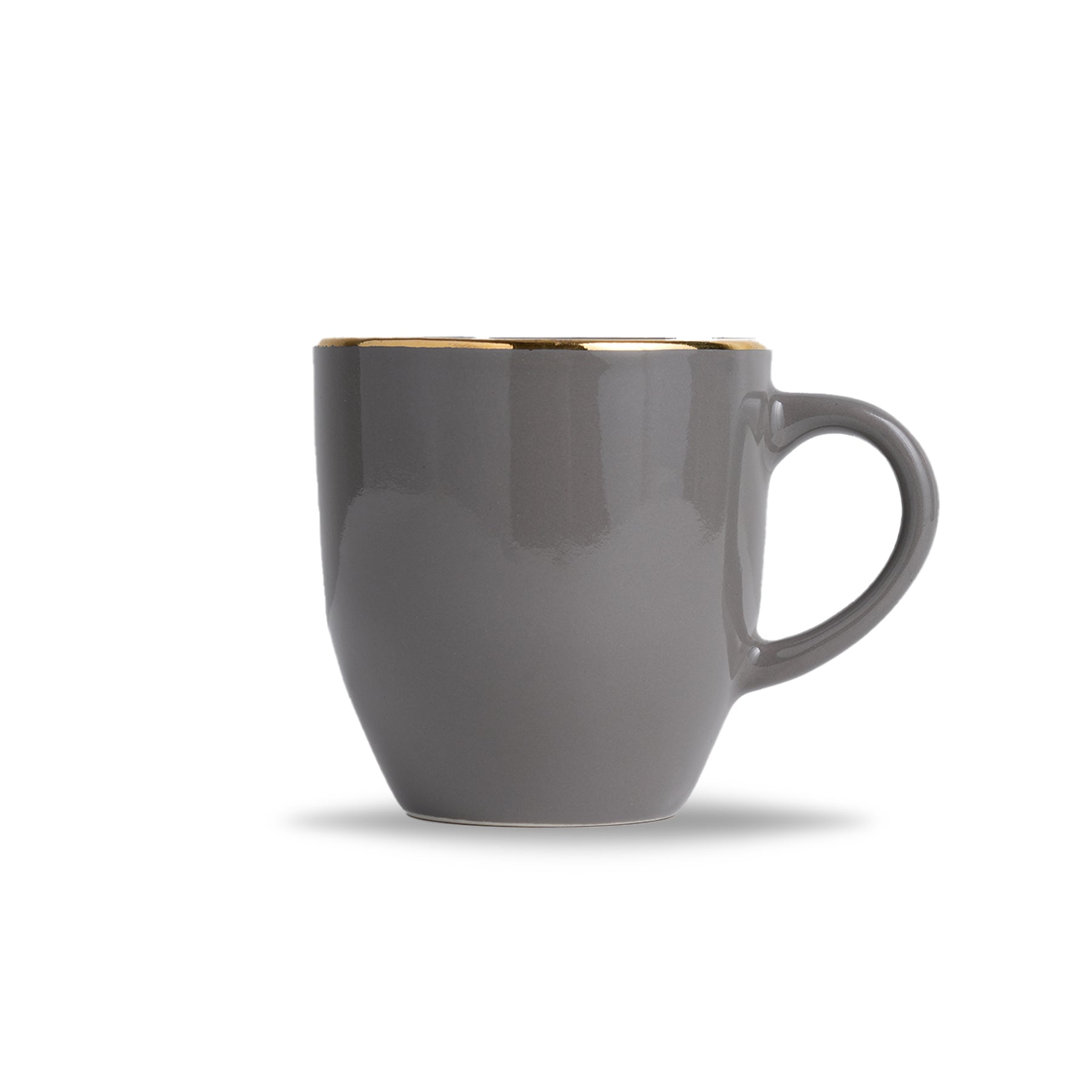 Ceramic Coffee Mug Set of 6 Grey Gold, 300ml