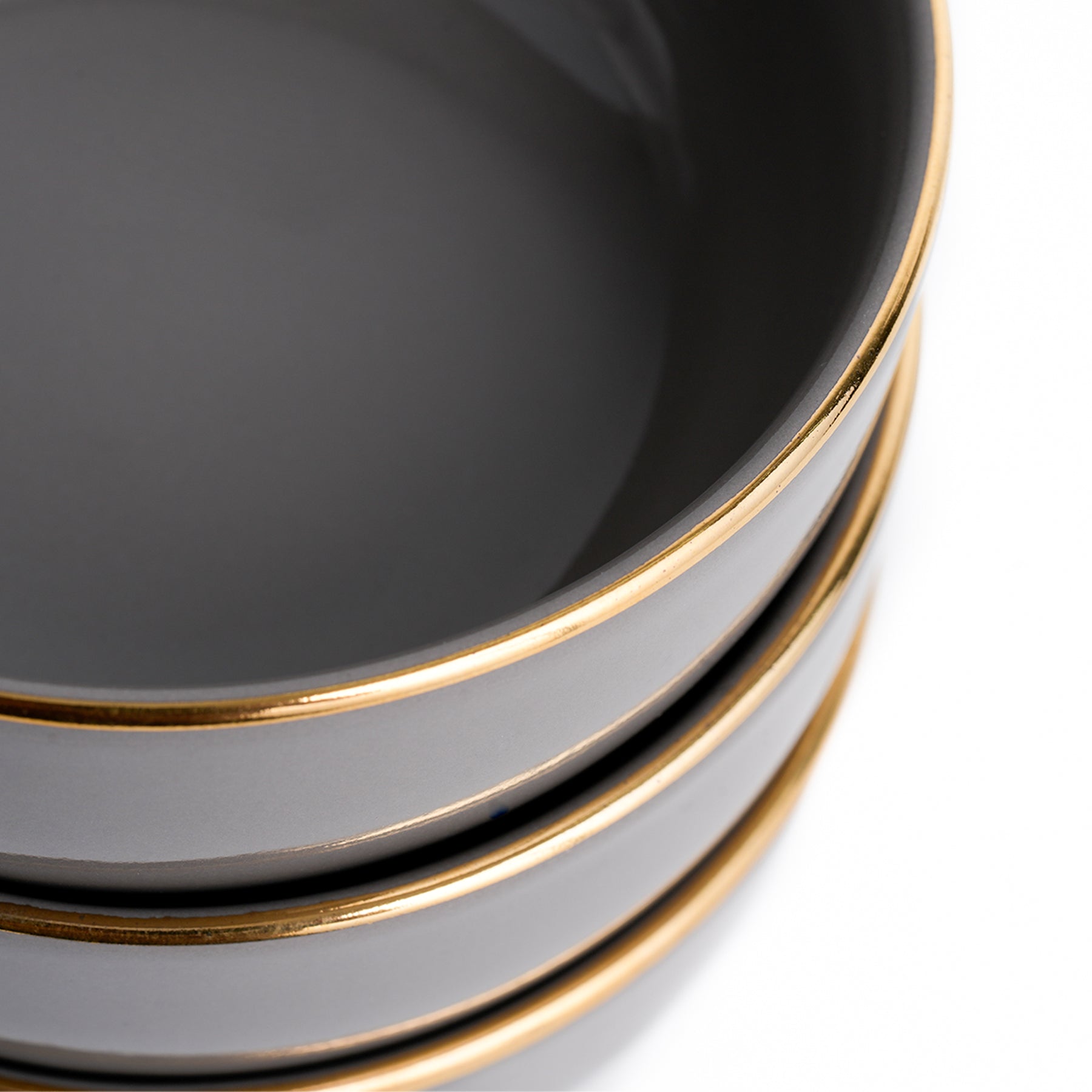 Ceramic Veg Bowls Set of 6 for Dinner | 180ml | Glossy Finish | Premium Ceramic | Gold Rim | Gold Line Collection | Multipurpose Katori Set