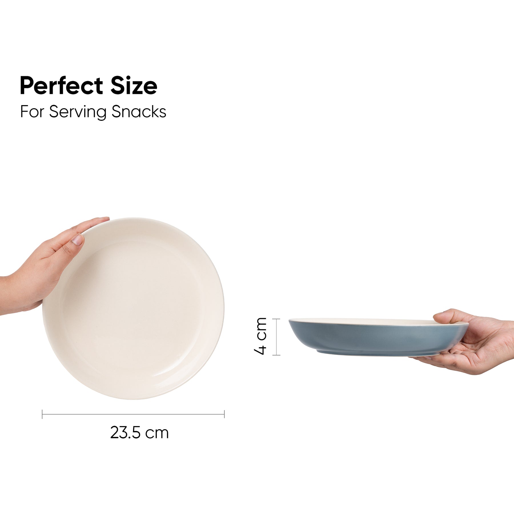 Stoneware Salad Plate Set – 22cm | Set of 2 | Grey Ivory | Glossy Finish