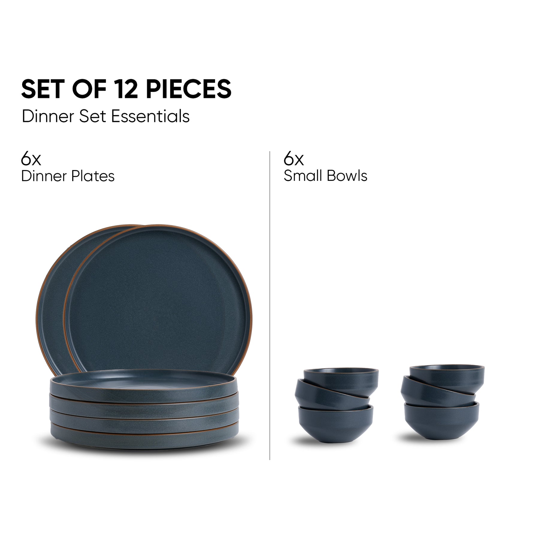 Ceramic Modern Dinner Set – 12 Pcs – Grey & White | Matte Japandi