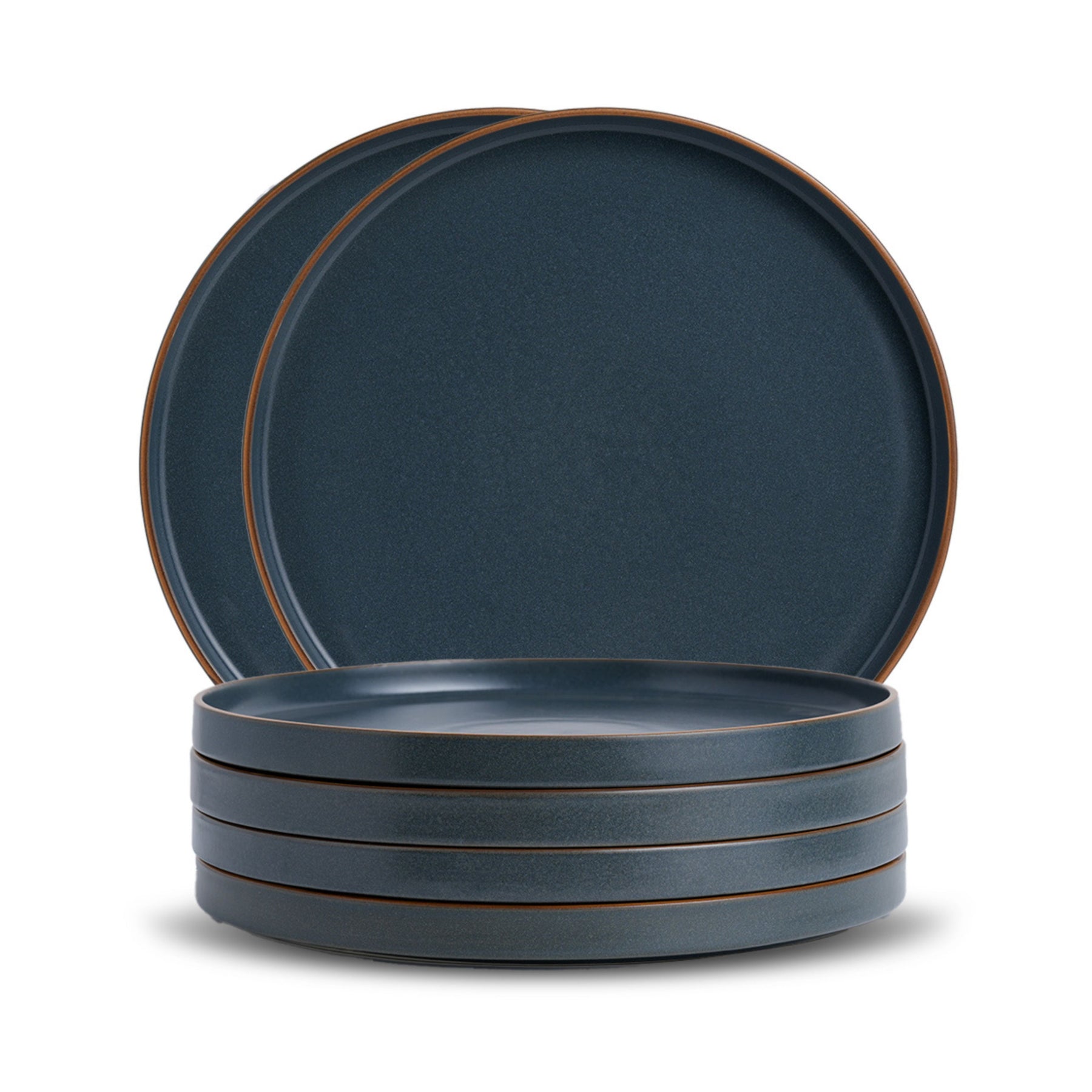 Ceramic Dinner Plates Set, 6 Pieces | Japandi Series | Matte Finish Gray