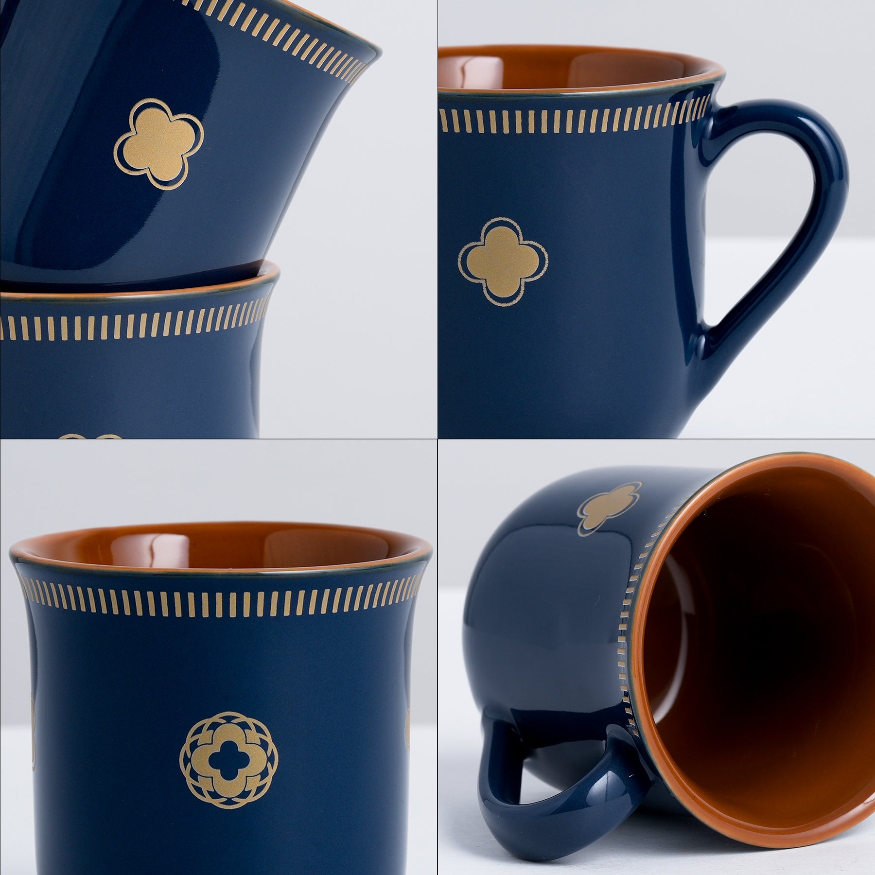 Royal Tea Cup Set, Set of 6, Blue, 180ml | Floral Print