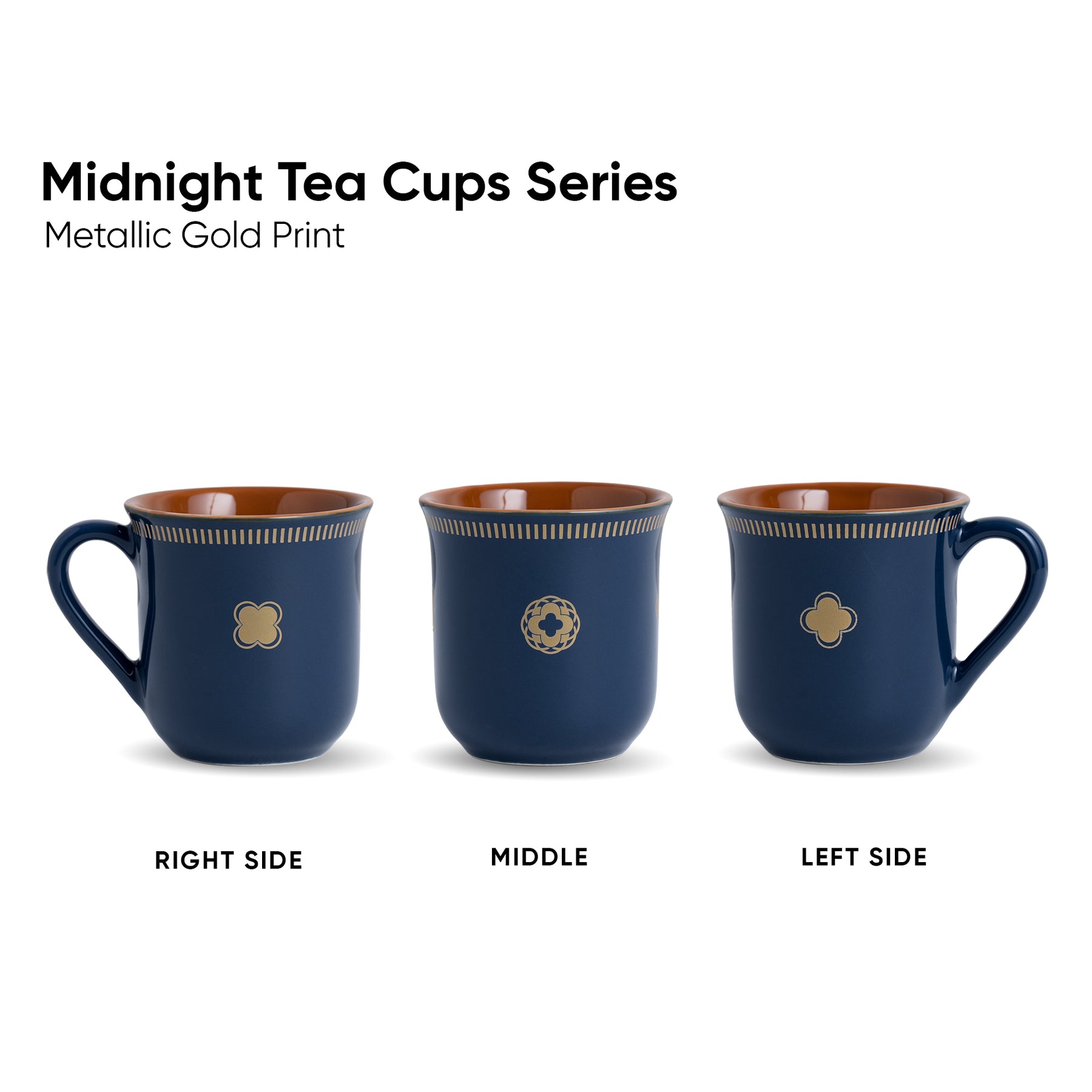 Royal Tea Cup Set, Set of 6, Blue, 180ml | Floral Print