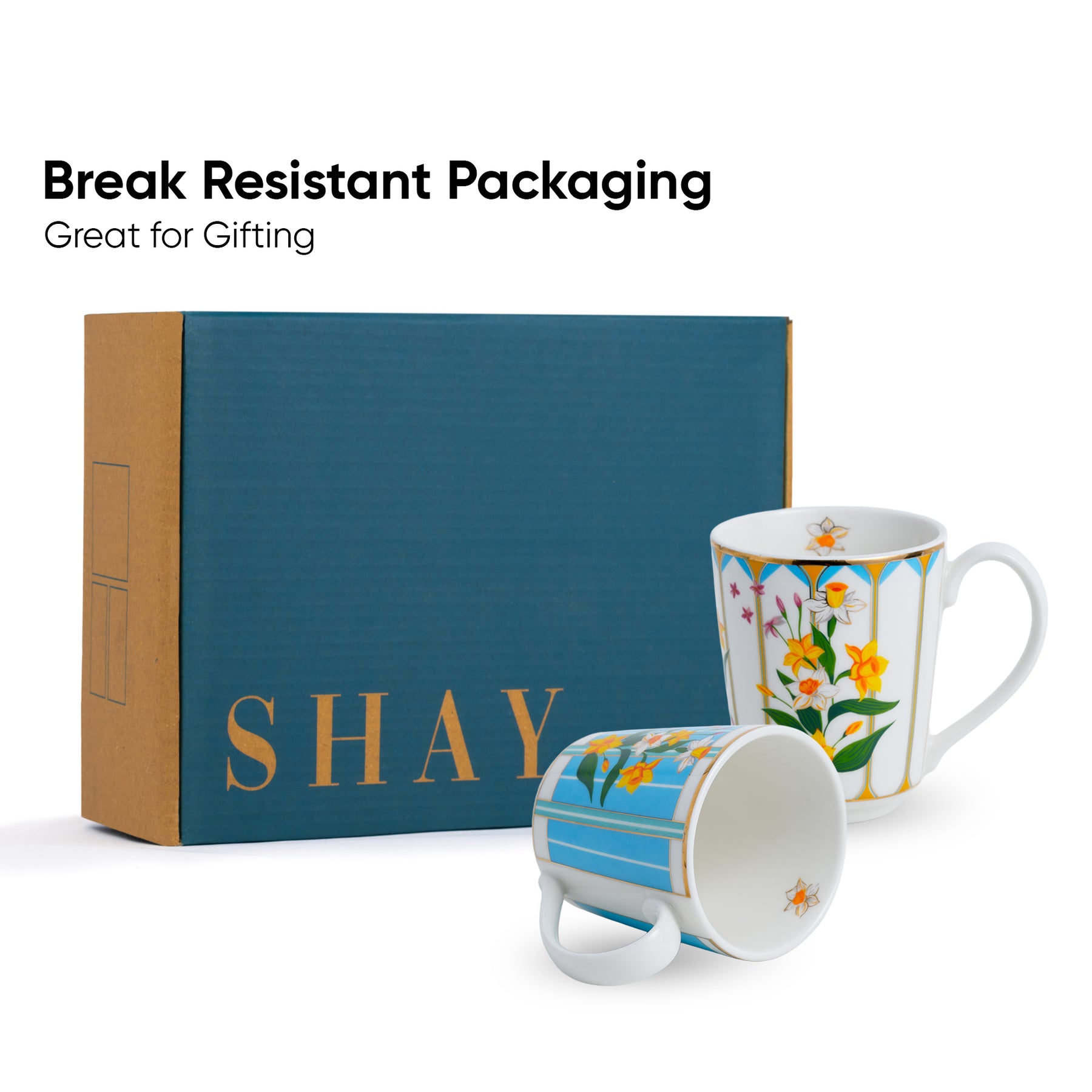 Nargis Ceramic Coffee Mug Set of 6 300ml, Glossy Porcelain Cups