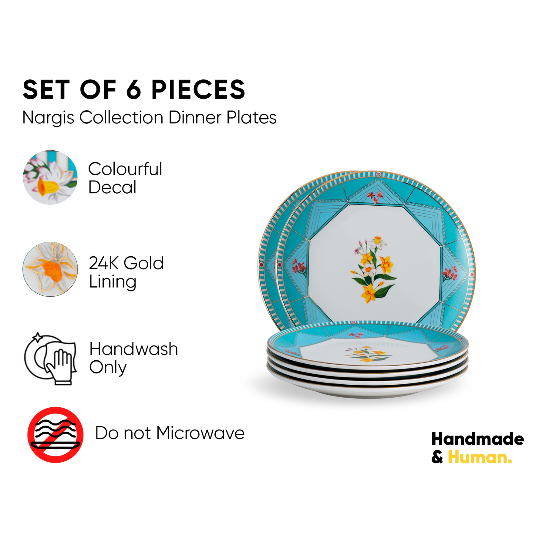 Ceramic Dinner Plates – Set of 6 – Nargis