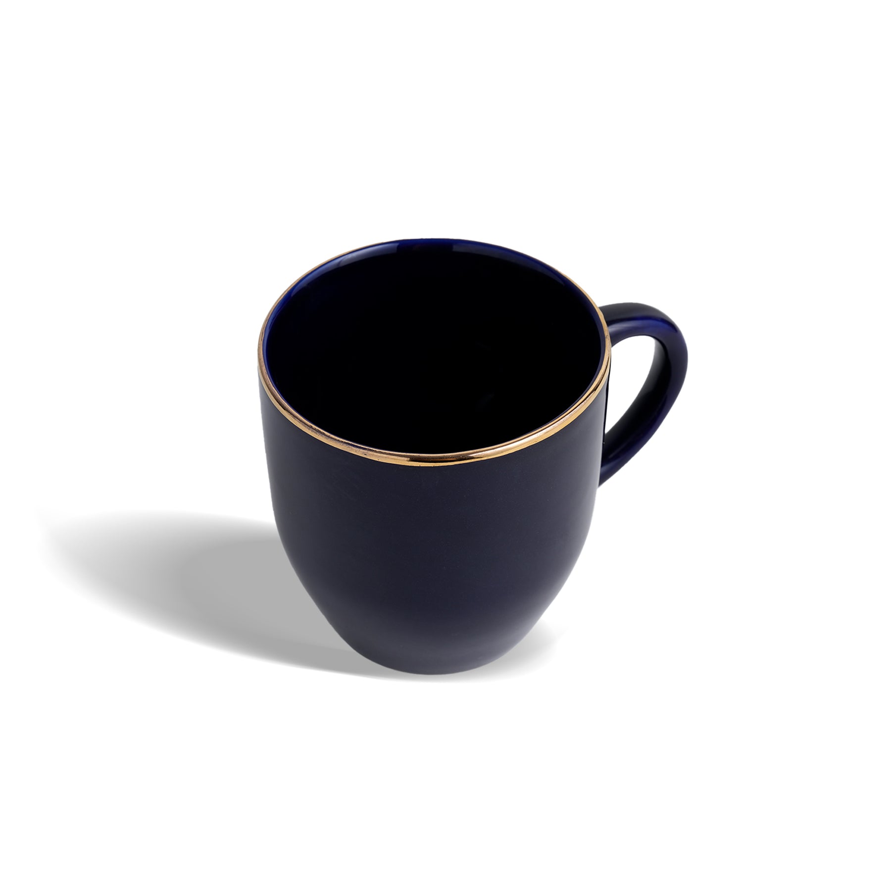 Ceramic Coffee Mug Set of 6 Blue Gold, 300ml