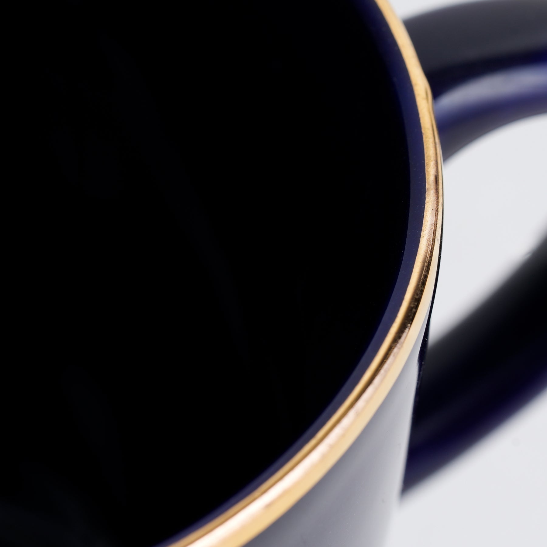 Ceramic Coffee Mug Set | Blue with Real Gold Line | 300ml | Gold Line Collection