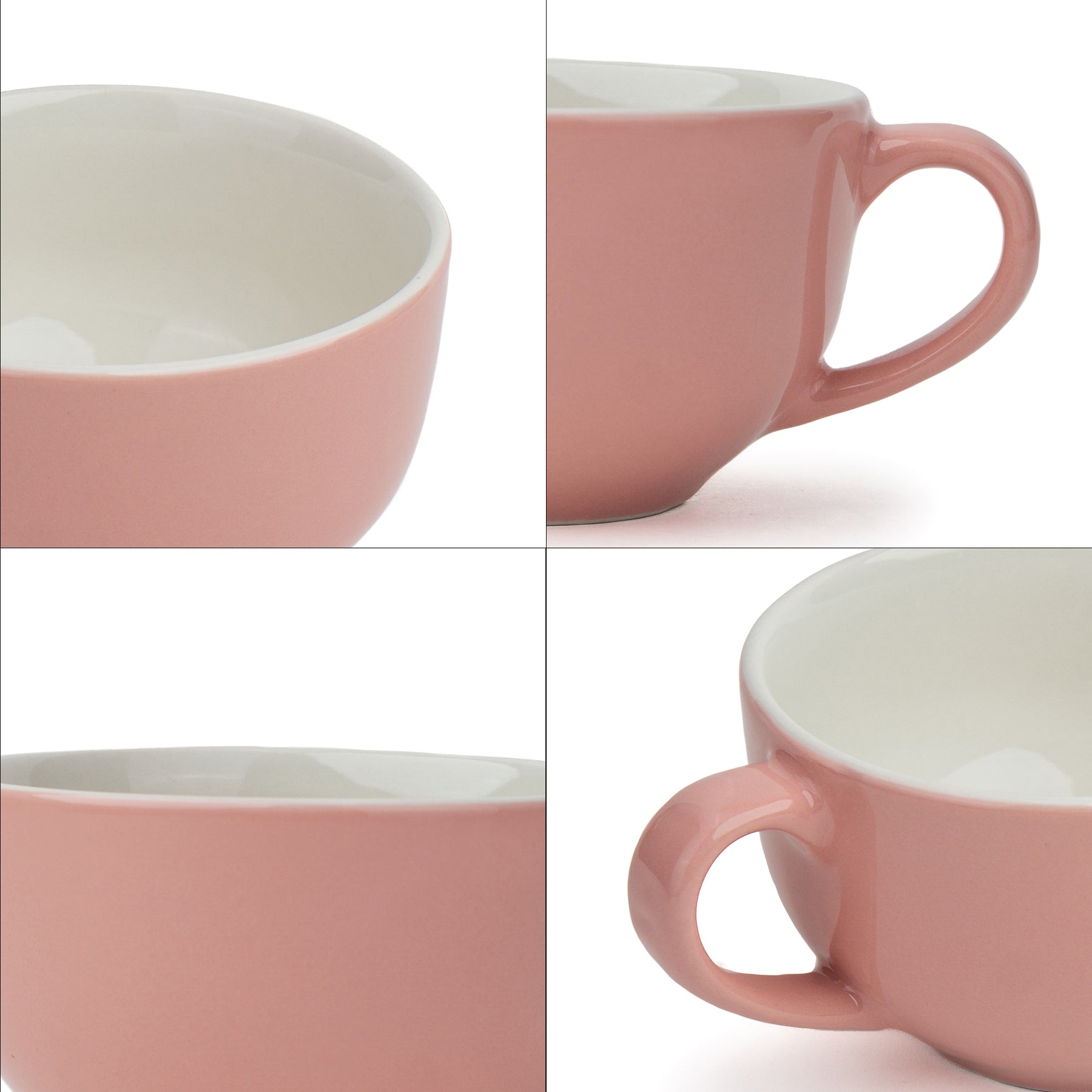Large Pink Ceramic Coffee Cup Set of 2, Light Pink, 320ml | XL Cuppa Collection