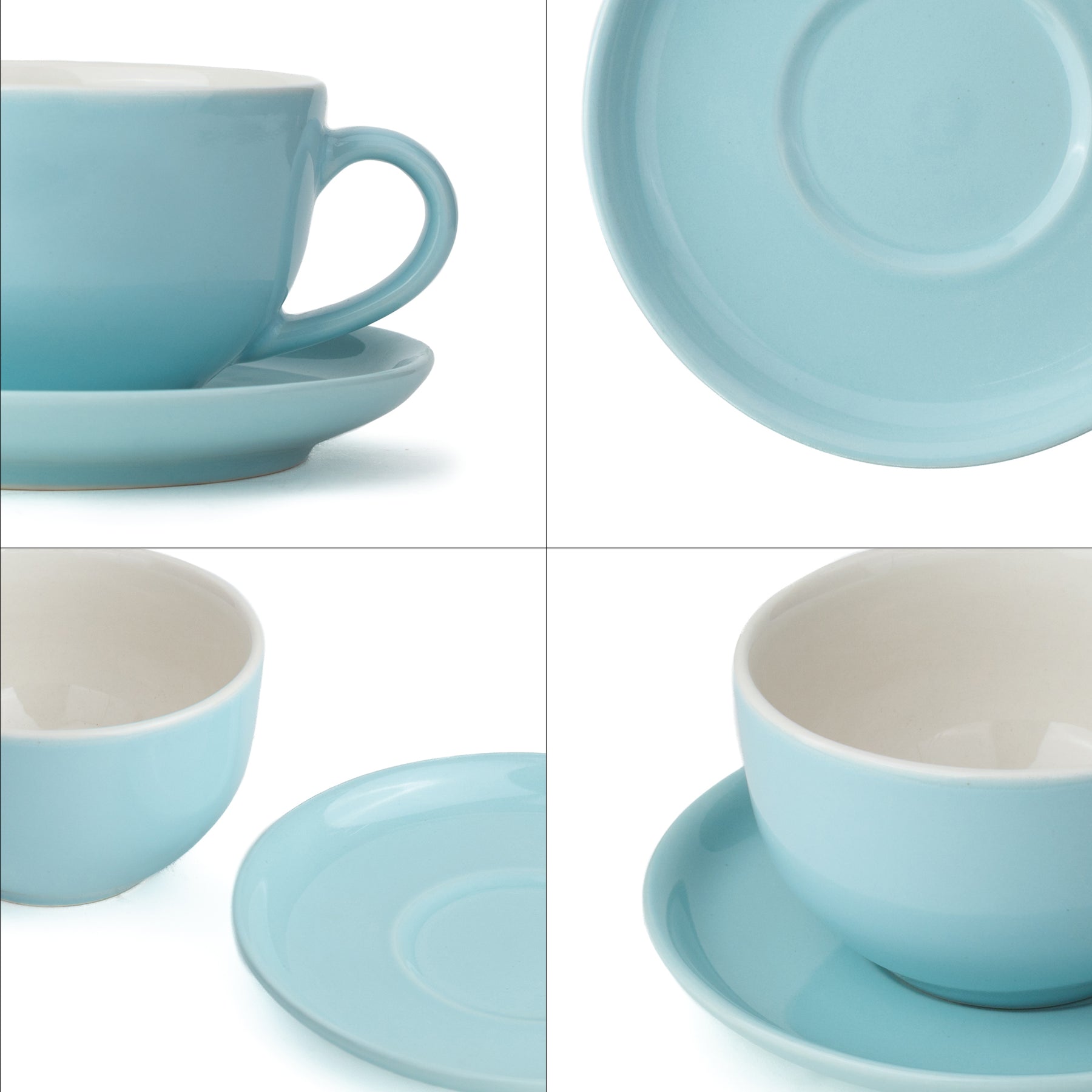 Large Ceramic Coffee Cup & Saucer Set 320ml | XL Cuppa Collection | Glossy Finish