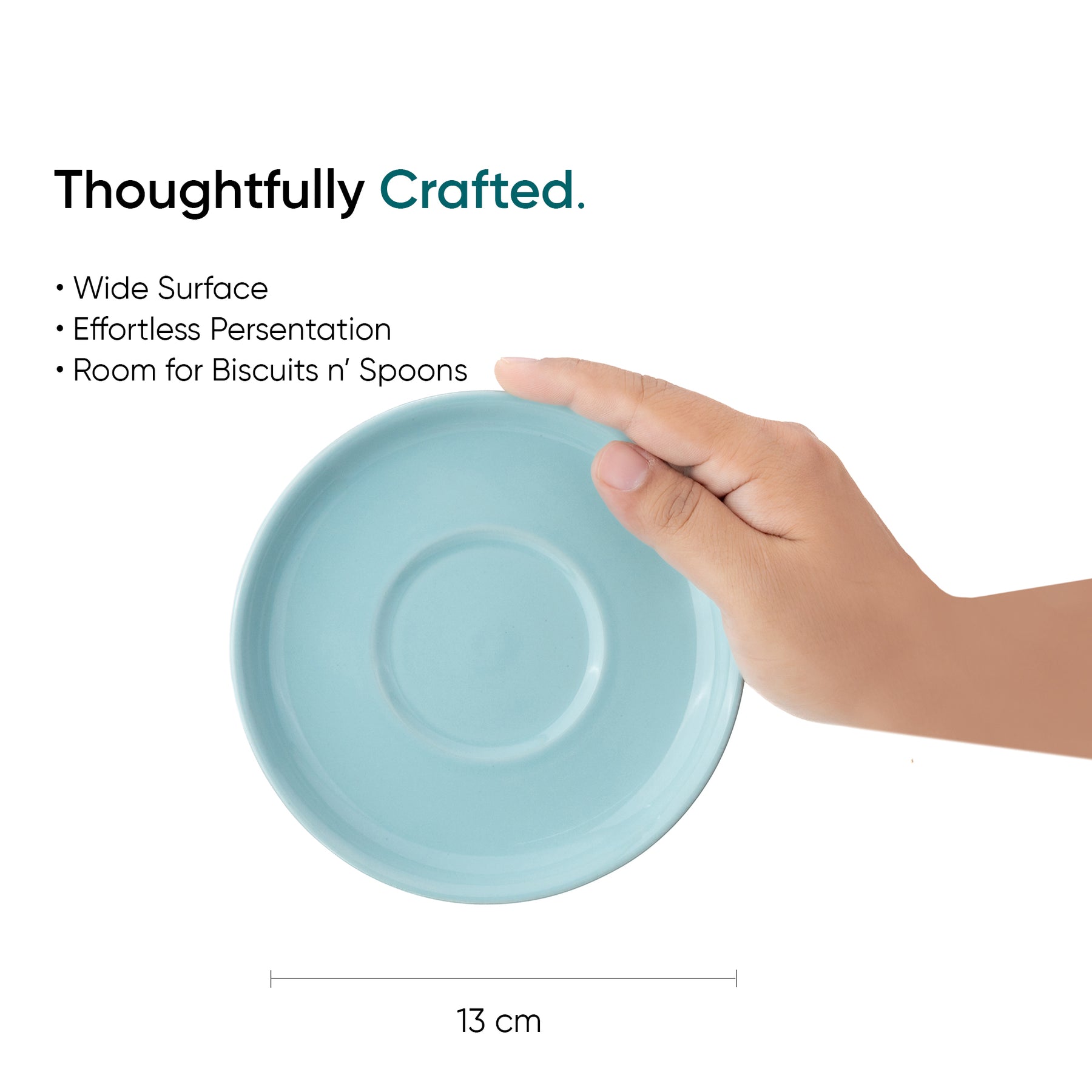 Large Light Blue Ceramic Coffee Cup & Saucer Set 320ml | XL Cuppa Collection