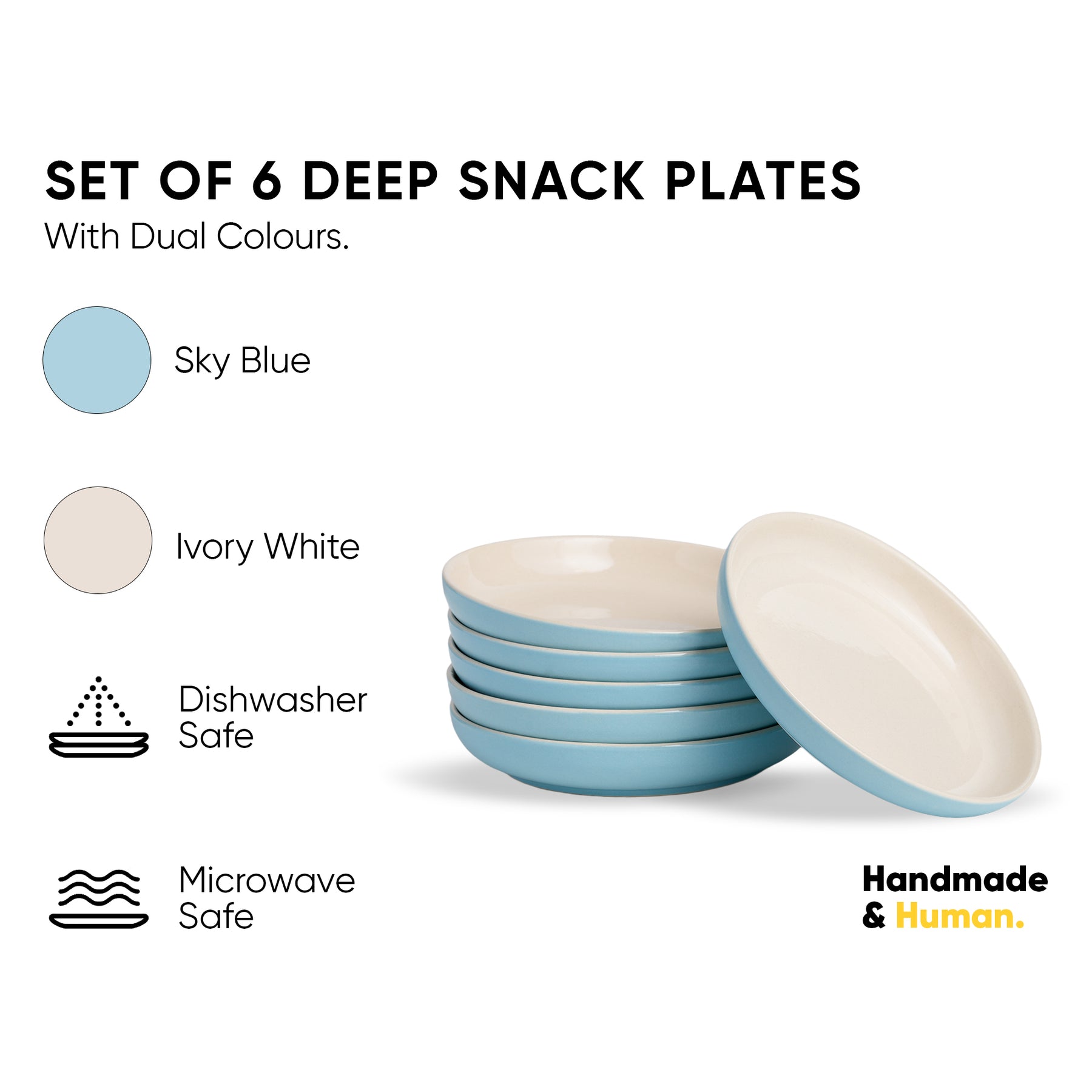 Snack Plates Set of 6 – Sky Blue