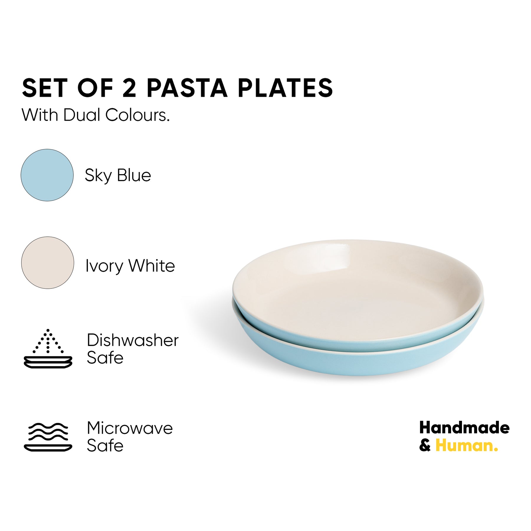 Stoneware Salad Plate Set – 22cm | Set of 2 | Blue Ivory
