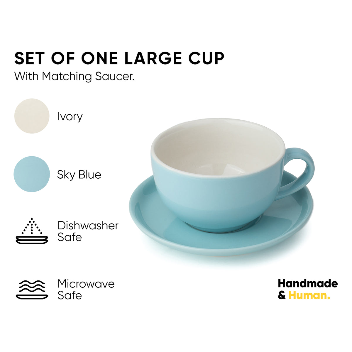 Cappuccino Cup & Saucer Set 320ml – Sky Blue | XL Cuppa