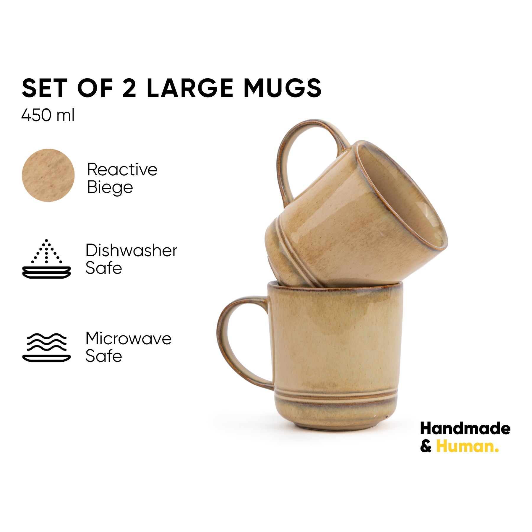 Large Ceramic Coffee Mug | 400ml | Self Reactive Collection | Glossy