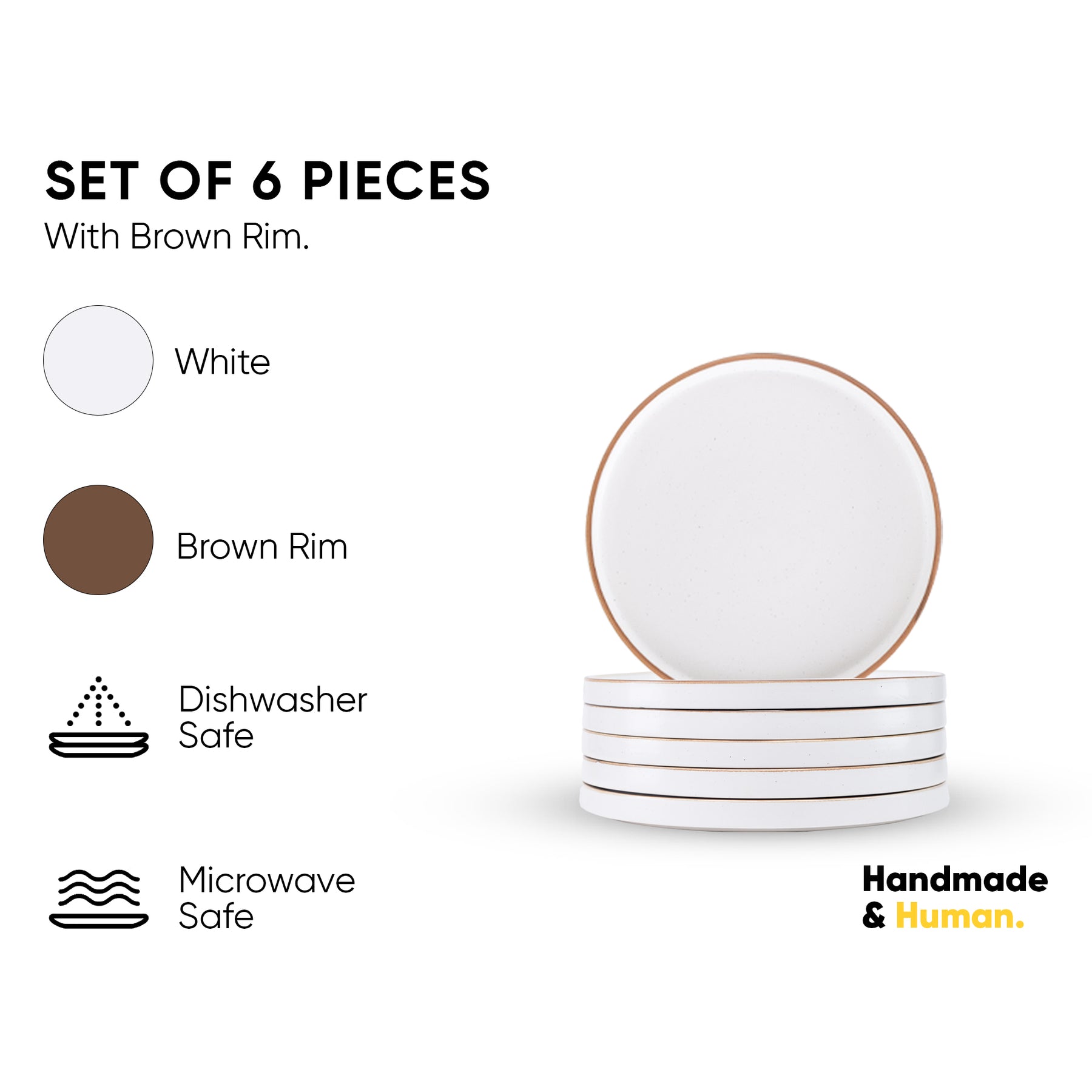 Japandi Quarter Plates Set of 6 | Matte Finish | Snack & Dessert Plates