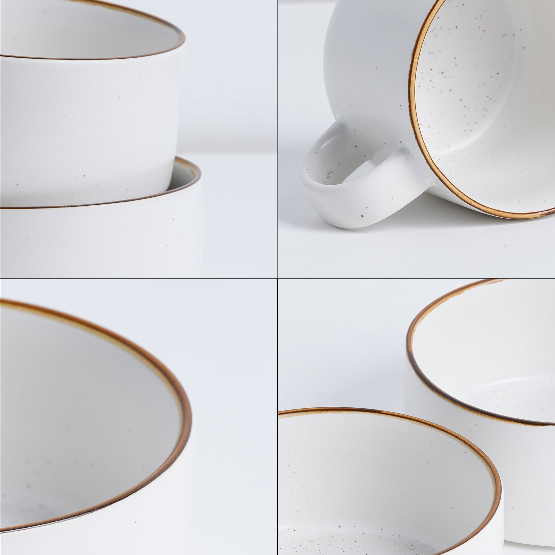 Ceramic Modern Dinnerware Set, 6 Pcs, White | Japandi Breakfast Set
