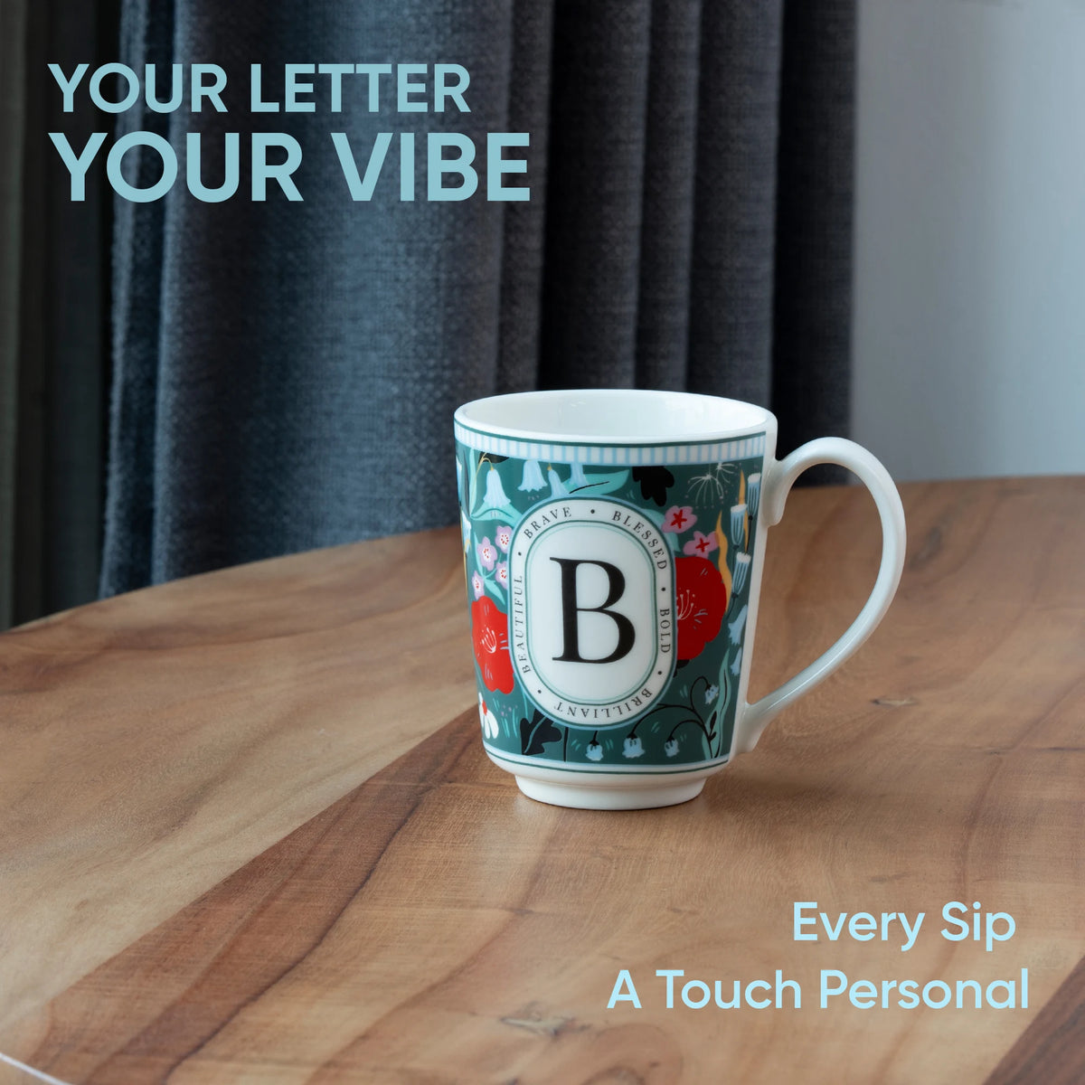 B Ceramic Coffee Mug | 300 ML | Alphabet Collection