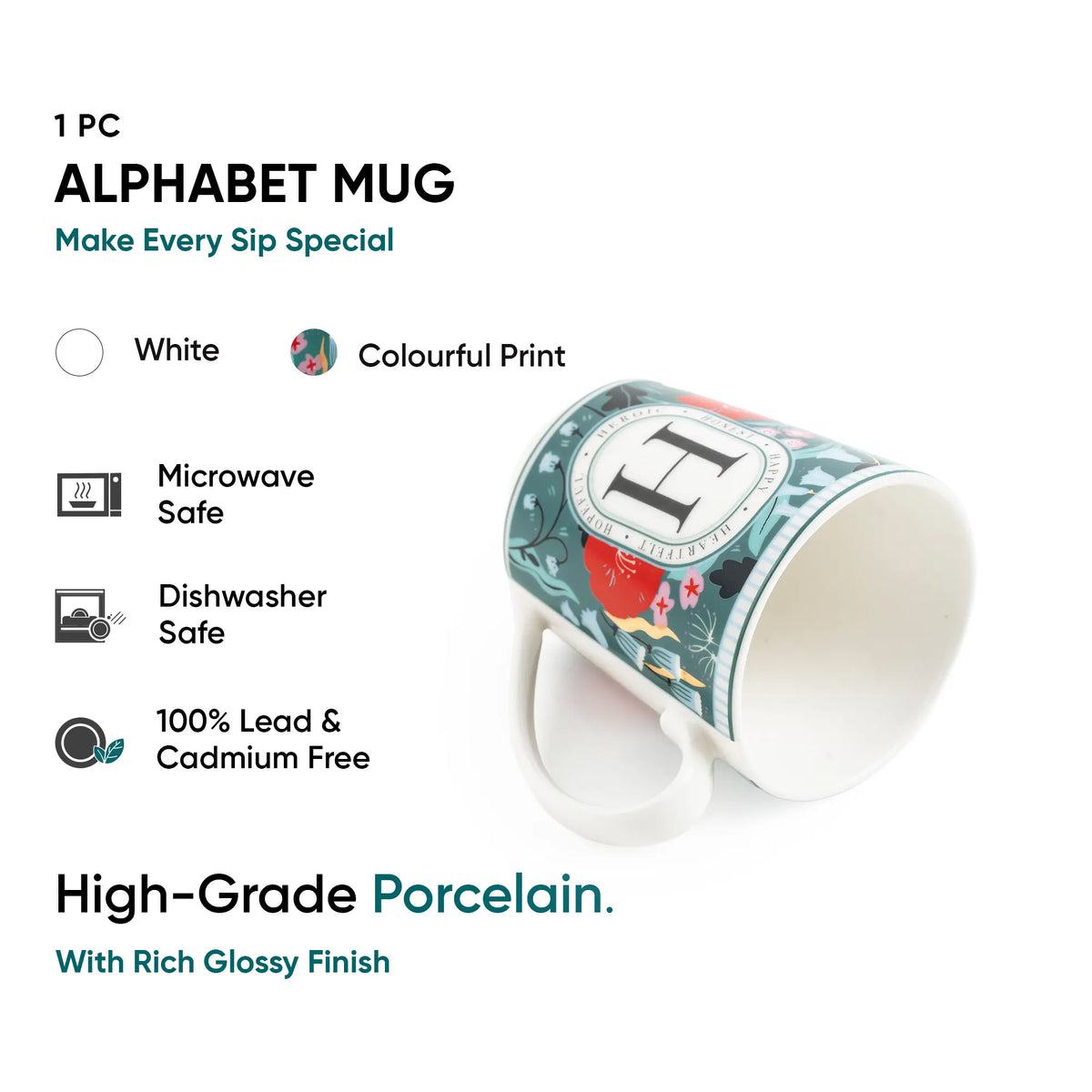 H Ceramic Coffee Mug | 300 ML | Alphabet Collection
