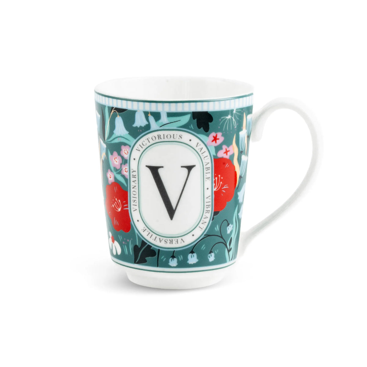 V Ceramic Coffee Mug | 300 ML | Alphabet Collection