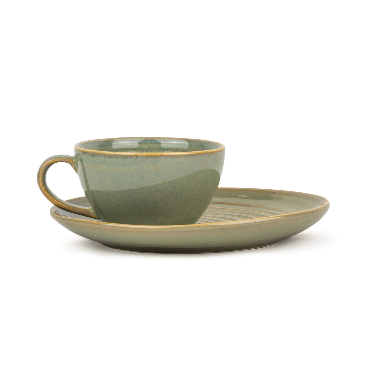 Self Reactive Coffee Cup Saucer Set, 250ml | Ceramic Mug | Glossy Finish Pista