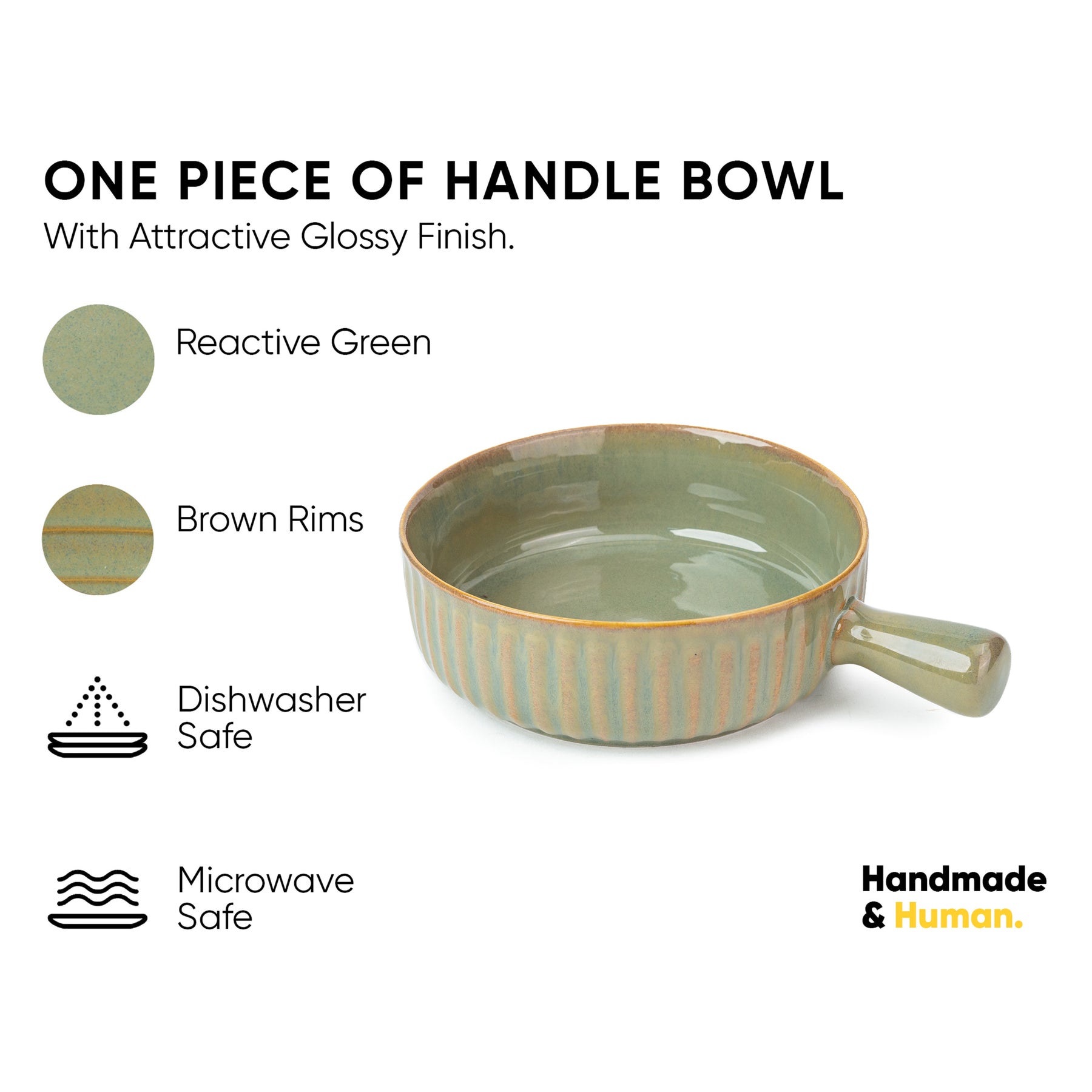 Ceramic Pasta Bowl with Handle | Self Reactive Collection | Serving Bowl