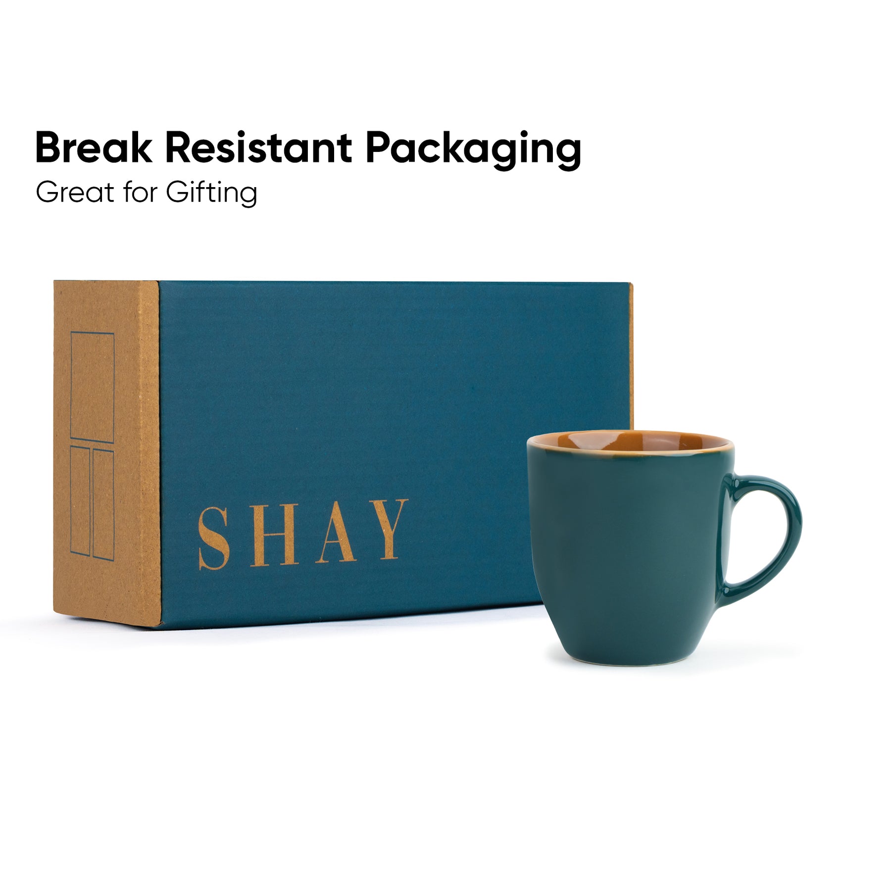 Ceramic Coffee Mug Set, Set of 6, 300ml, Teal Green | Everyday Mugs