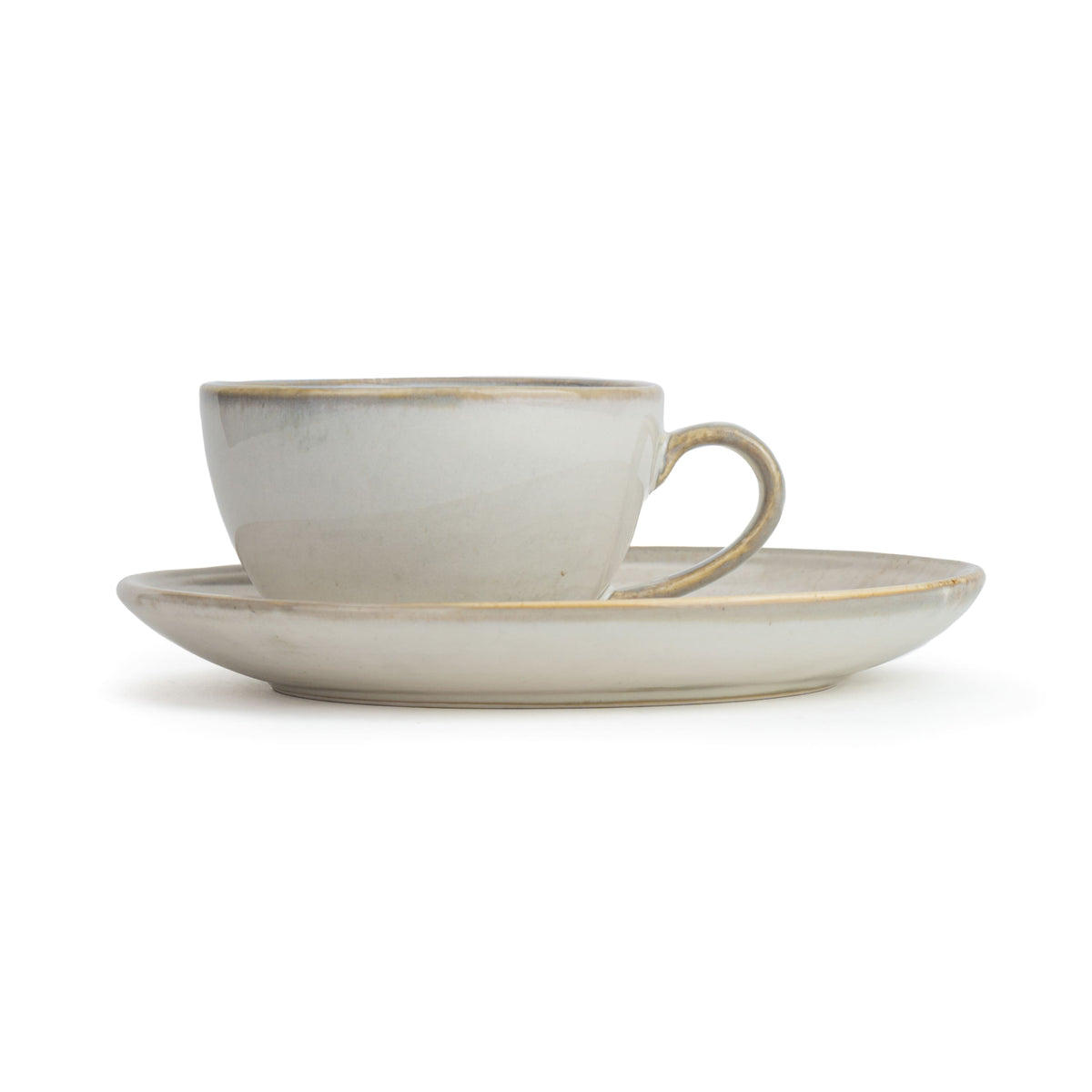 Self Reactive Coffee Cup Saucer Set, 250ml | Ceramic Mug | Glossy Finish White
